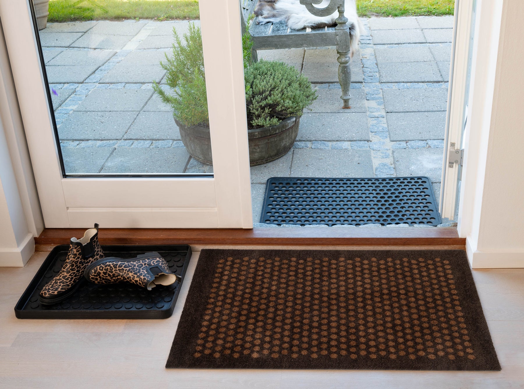 -50% - FUSSMATTE 60 x 90 cm - DOT COGNAC/DARK BROWN