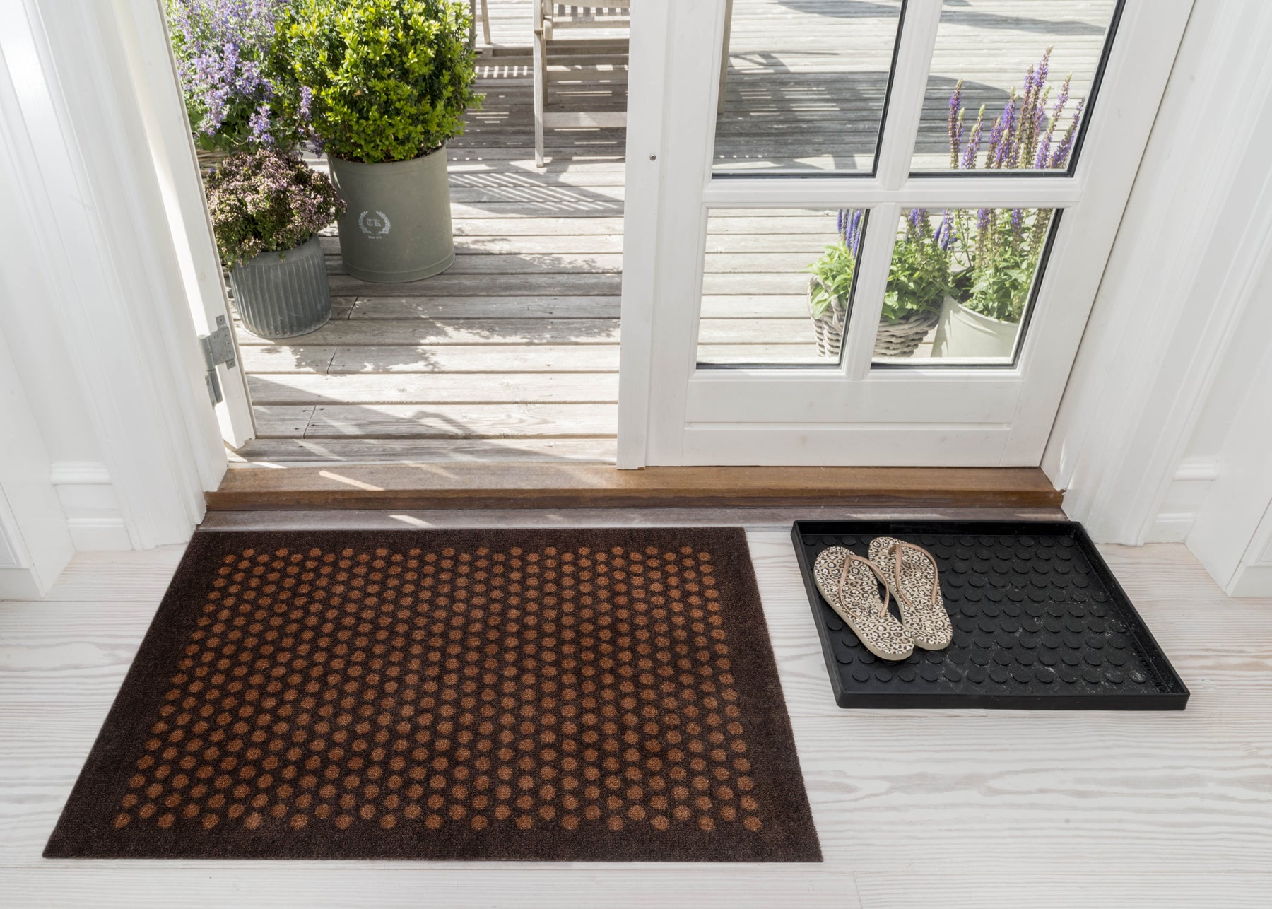 -50% - FUSSMATTE 60 x 90 cm - DOT COGNAC/DARK BROWN
