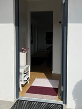 Neuheit - FUSSMATTE STRIPES - Bordeaux/Rose/Sand