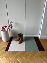 Neuheit - FUSSMATTE STRIPES - Grün/Ivory/Bordeaux