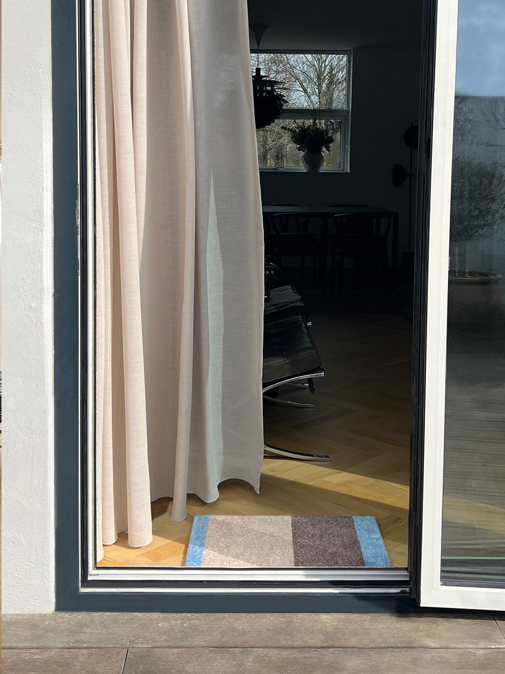 Neuheit - FUSSMATTE STRIPES - Ivory/Sand/Blau