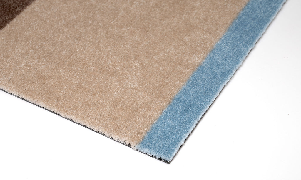 Neuheit - FUSSMATTE STRIPES - Ivory/Sand/Blau