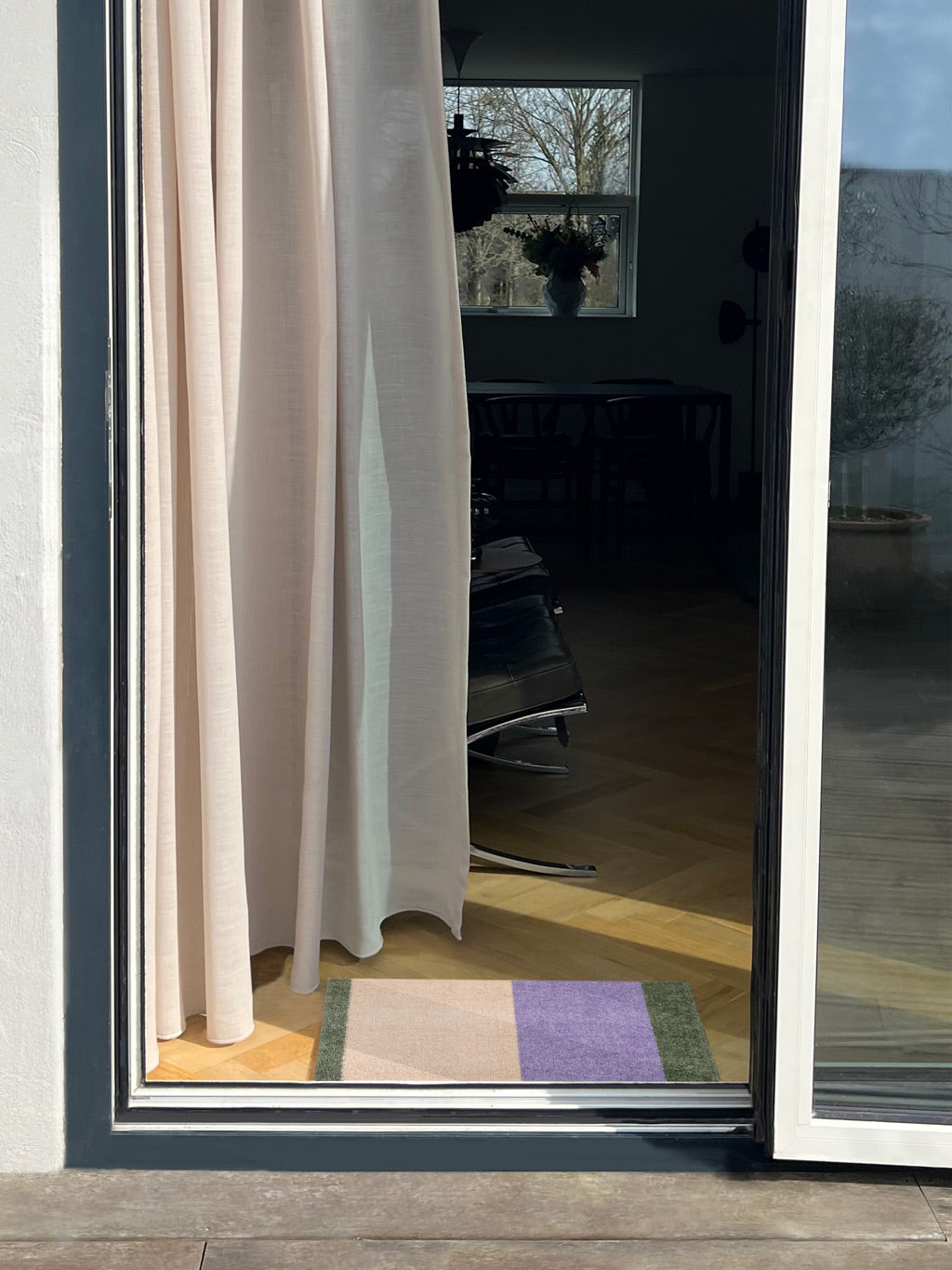 Neuheit - FUSSMATTE STRIPES - Lila/Ivory/Grün