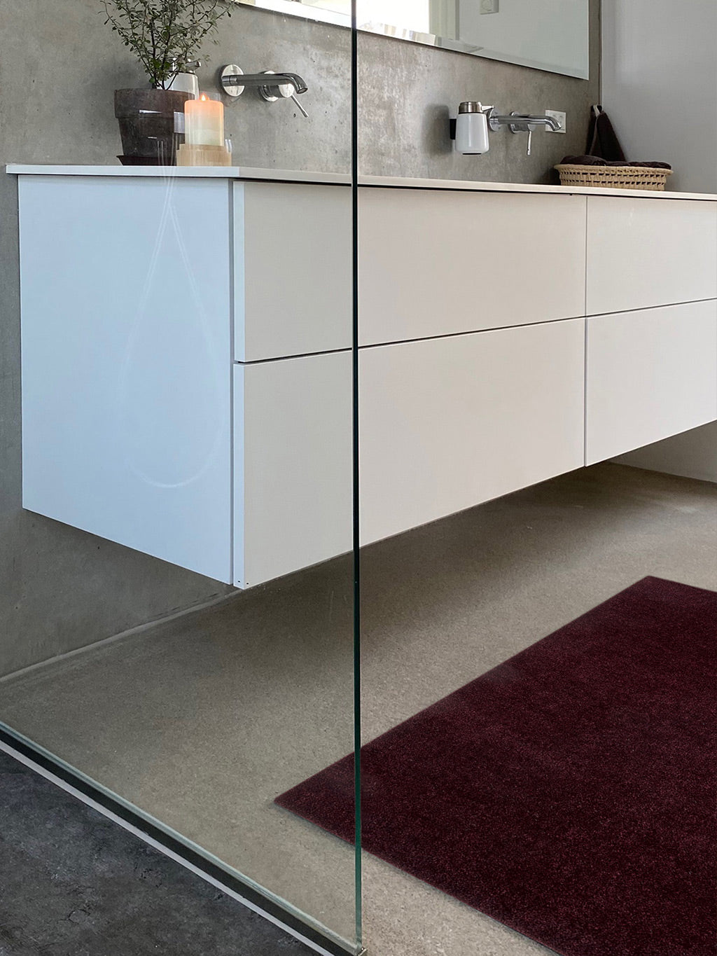 Neuheit - FUSSMATTE 60 X 90 cm - UNI COLOR BORDEAUX