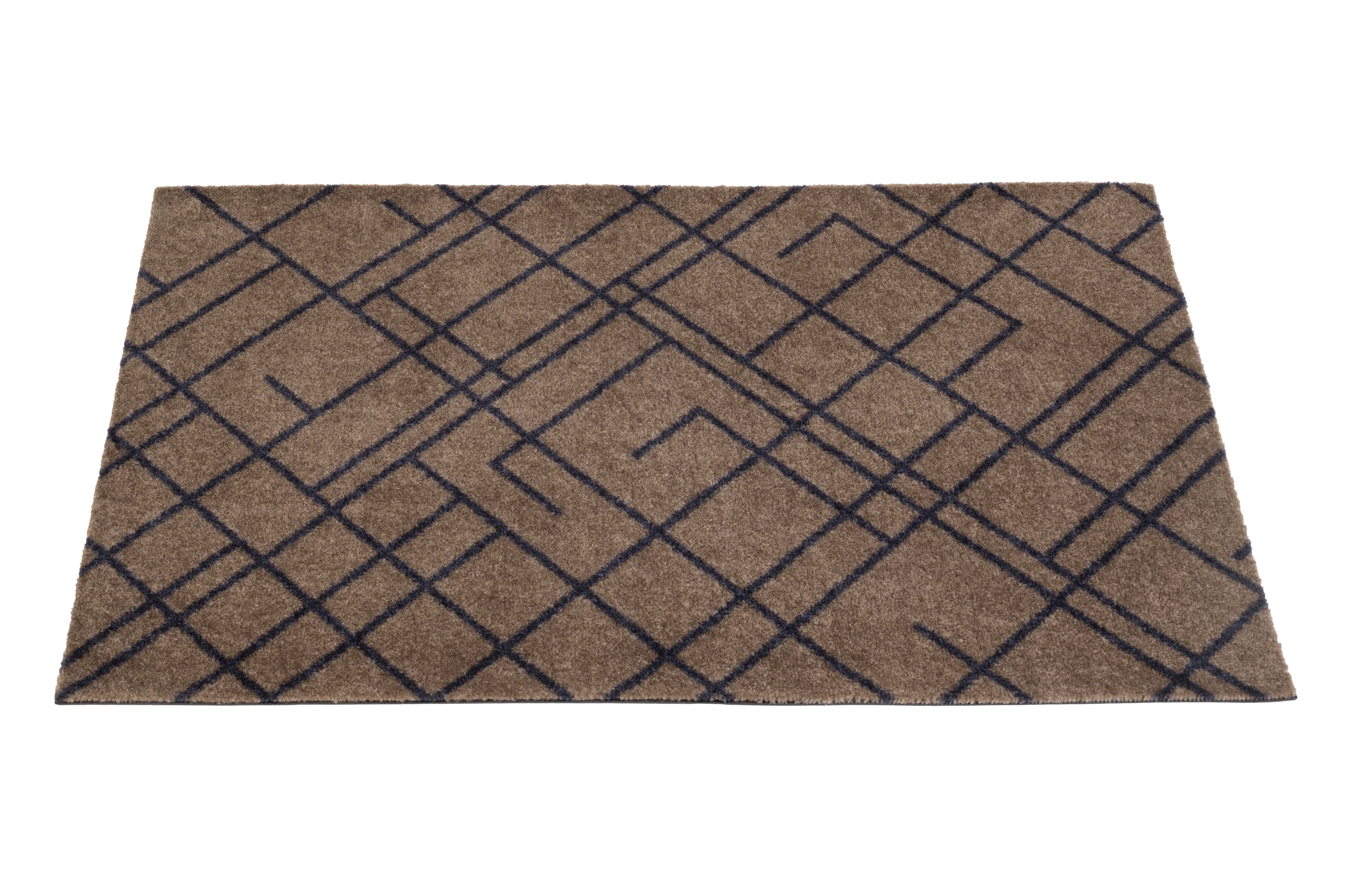 FUSSMATTE 60 x 90 cm - LINES SAND / BLAU-GRAU