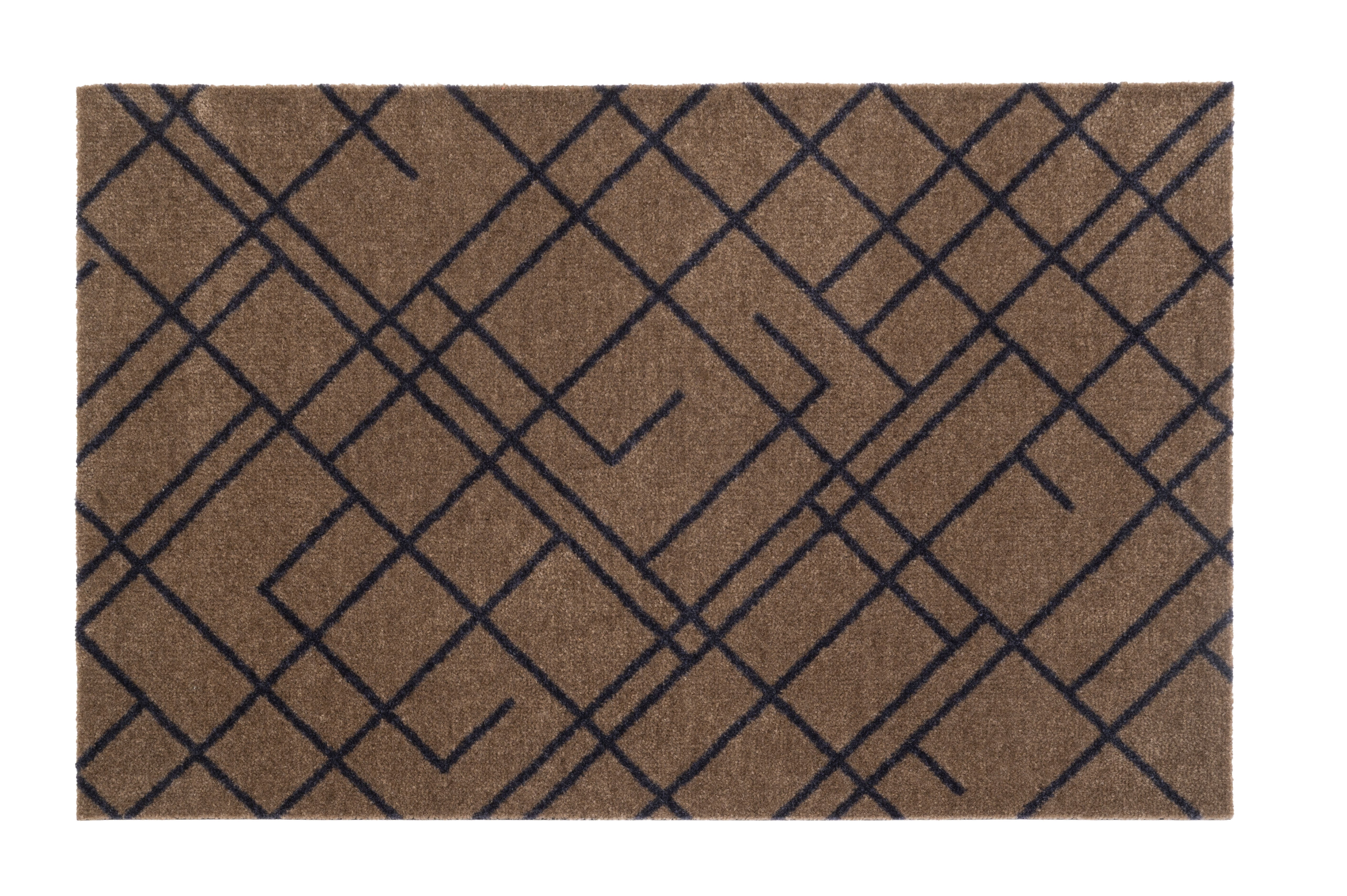 FUSSMATTE 60 x 90 cm - LINES SAND / BLAU-GRAU