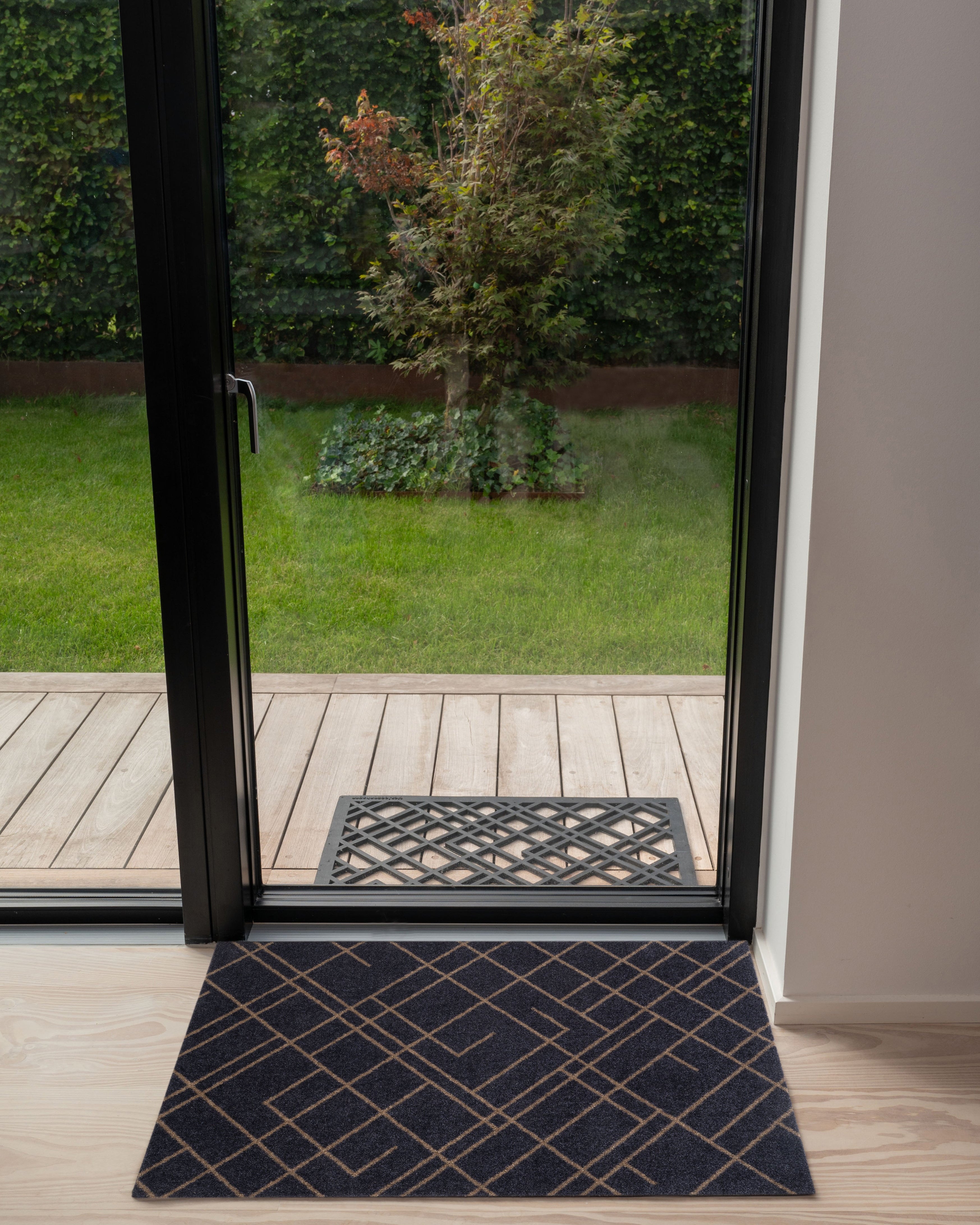 FUSSMATTE 60 x 90 cm - DOT BLAU-GRAU / SAND