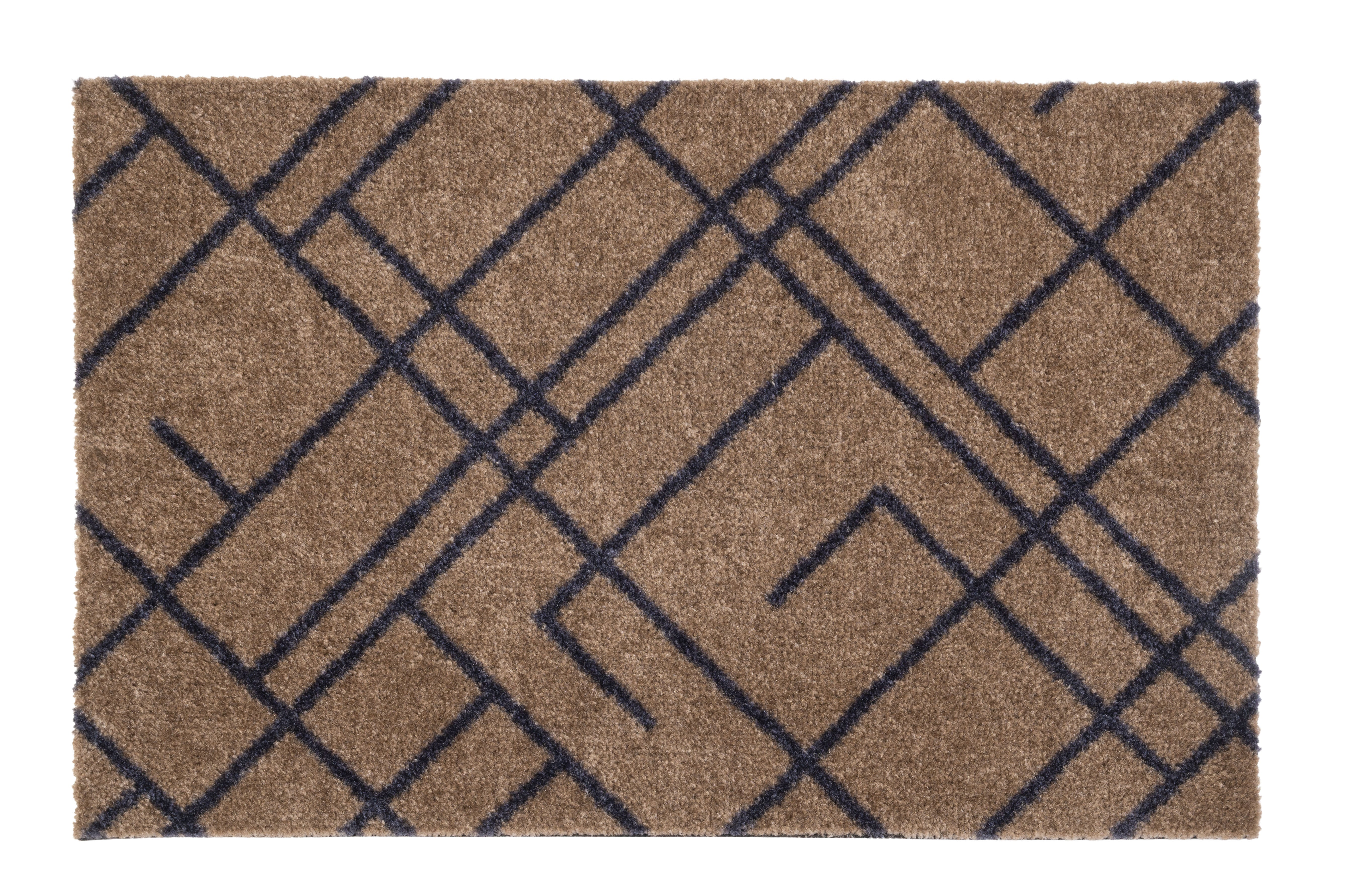 FUSSMATTE 40 x 60 cm - LINES SAND / BLAUGRAU