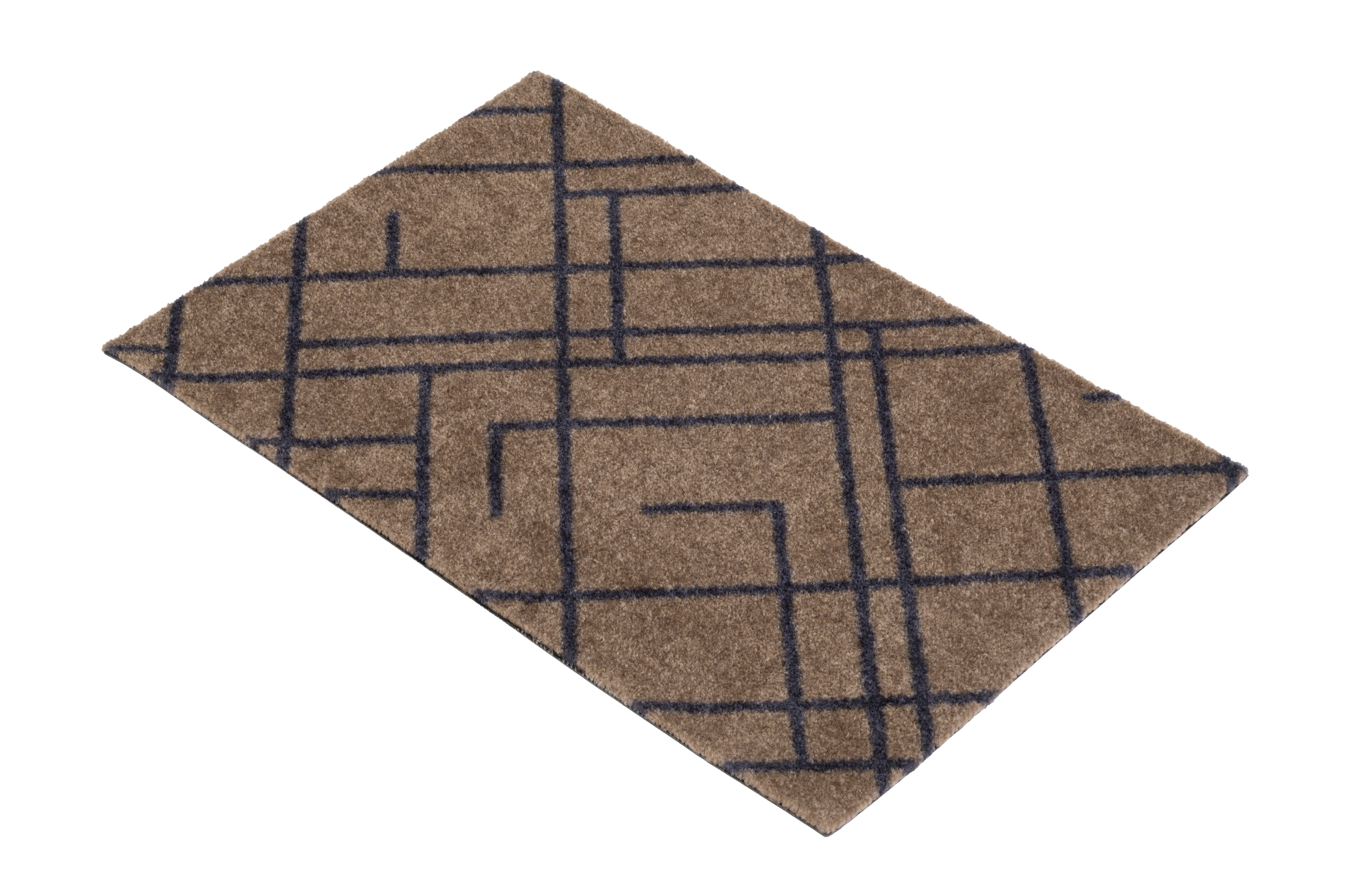 FUSSMATTE 40 x 60 cm - LINES SAND / BLAUGRAU