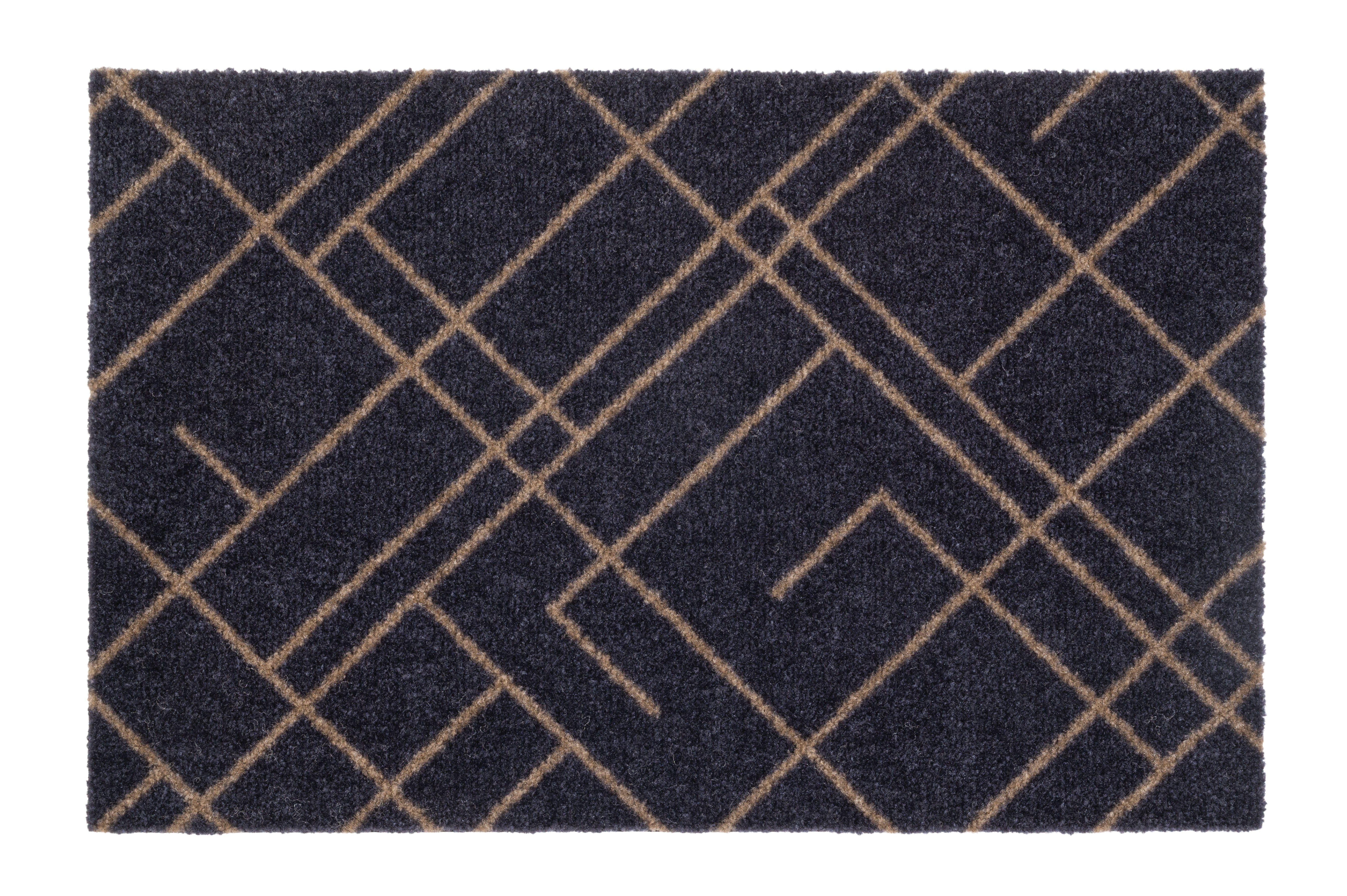 FUSSMATTE 40 x 60 cm - LINES BLAUGRAU / SAND