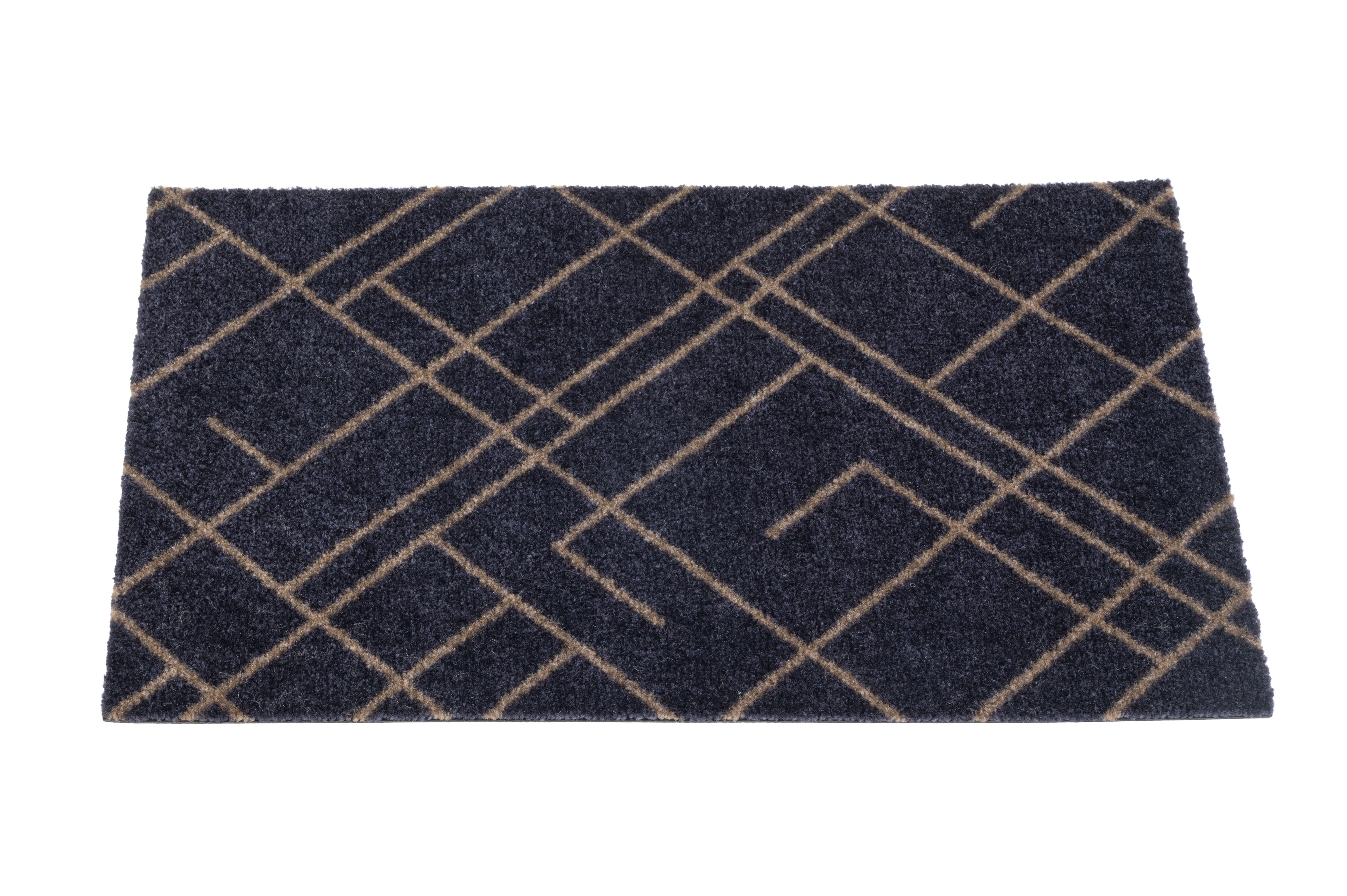 FUSSMATTE 40 x 60 cm - LINES BLAUGRAU / SAND