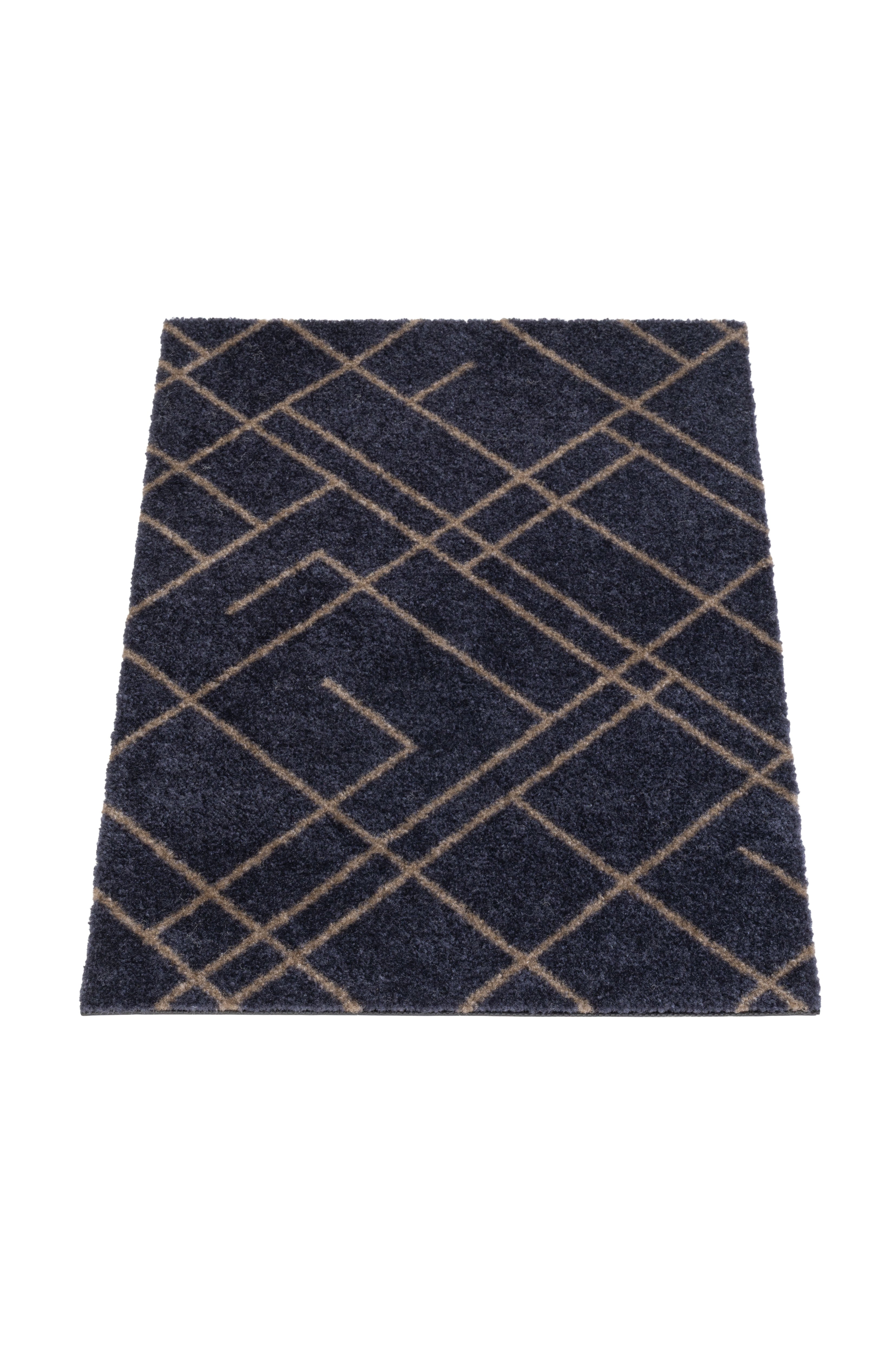 FUSSMATTE 40 x 60 cm - LINES BLAUGRAU / SAND