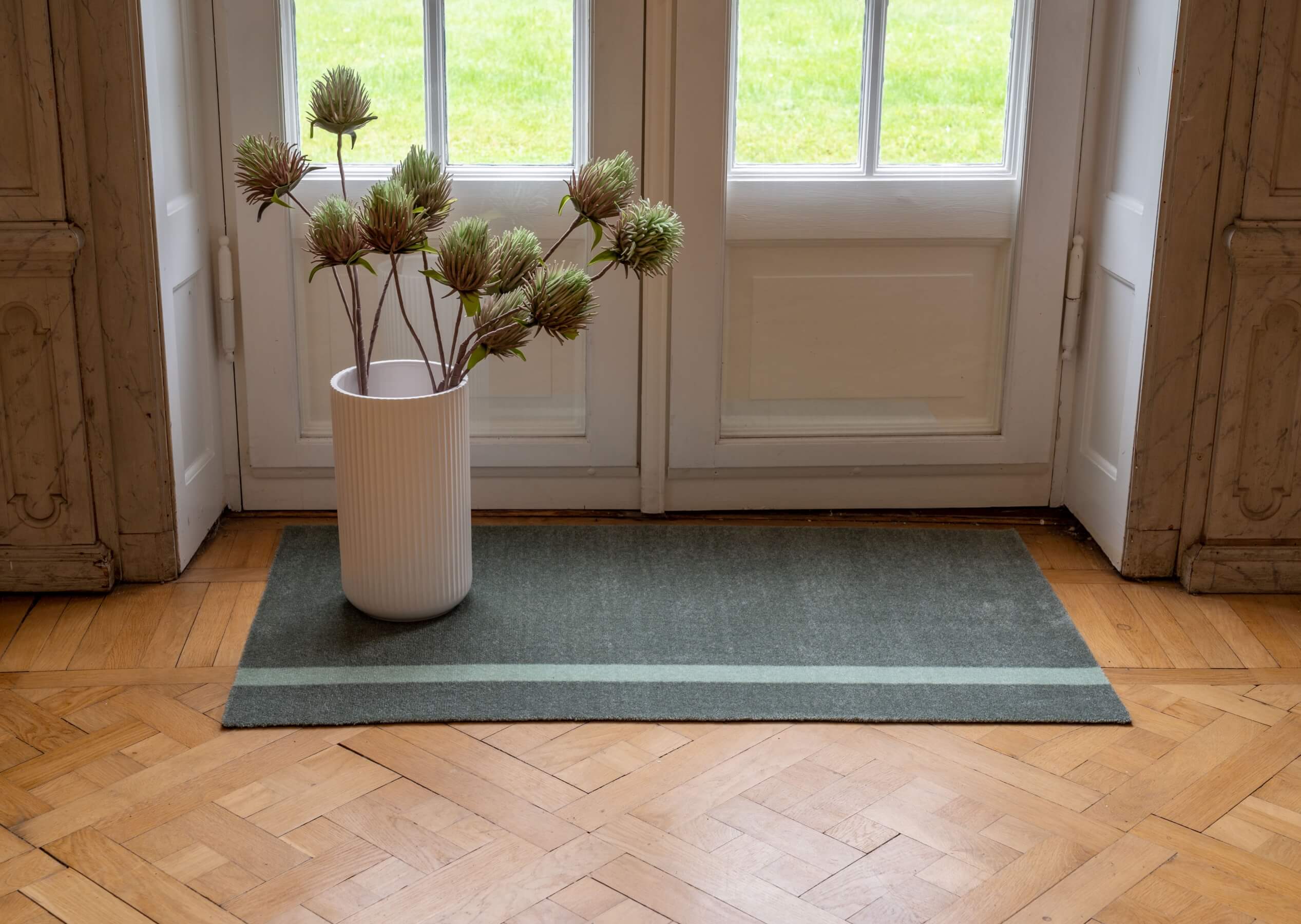 -50% - 40X60 - STRIPES VERTIKAL - HELL / STAUBGRÜN