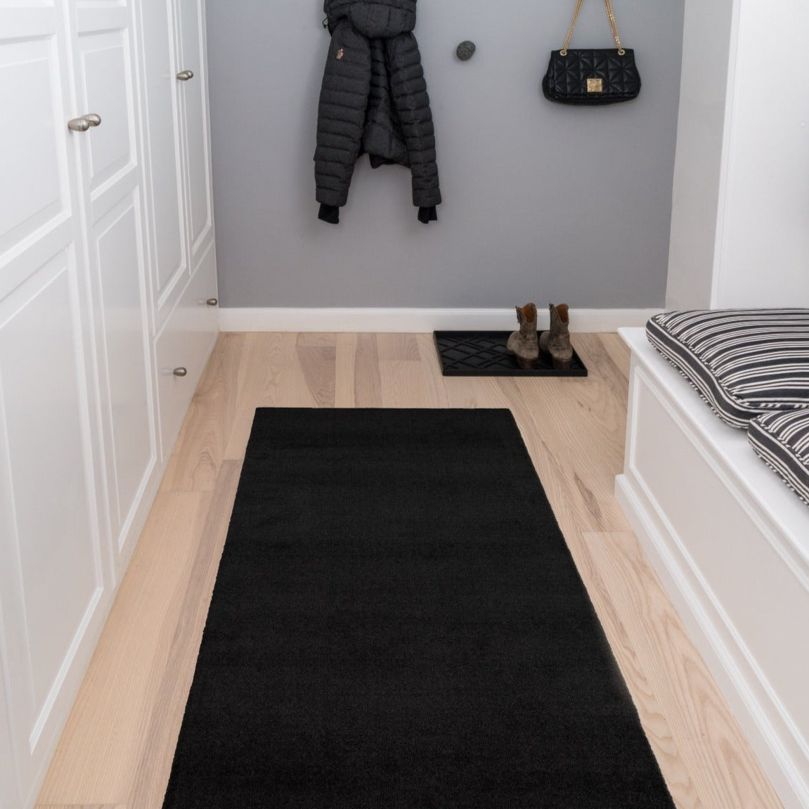 TEPPICH 90 x 200 CM - UNICOLOR SCHWARZ