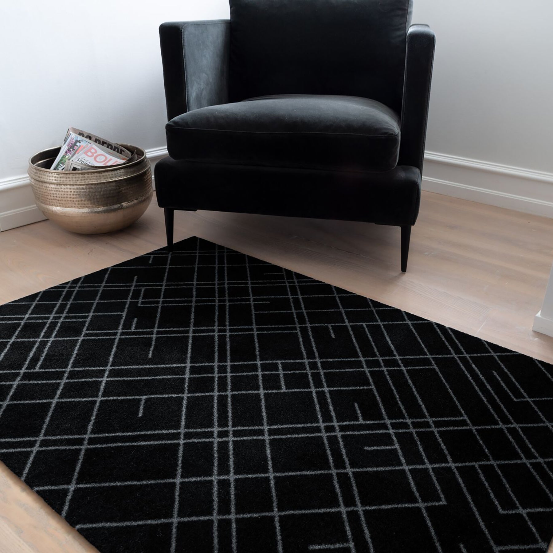 -50% - FUßMATTE 90 X 130 CM - LINES SCHWARZ/GRAU