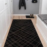 FUßMATTE 90 x 200 CM - LINES SCHWARZ/SAND