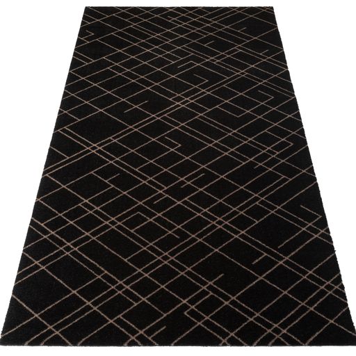 FUßMATTE 90 x 200 CM - LINES SCHWARZ/SAND