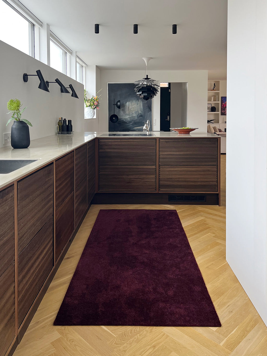 TEPPICH 90 x 200 CM - UNICOLOR BORDEAUX