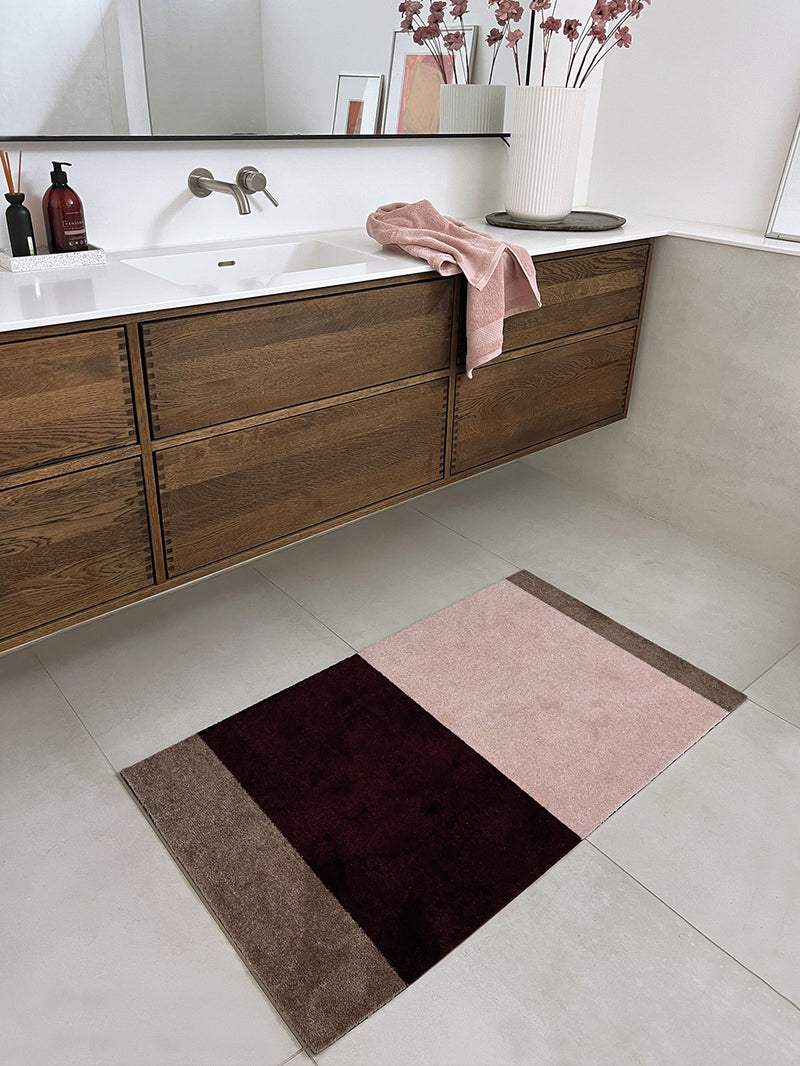Neuheit  - FUSSMATTE STRIPES - Bordeaux/Rose/Sand