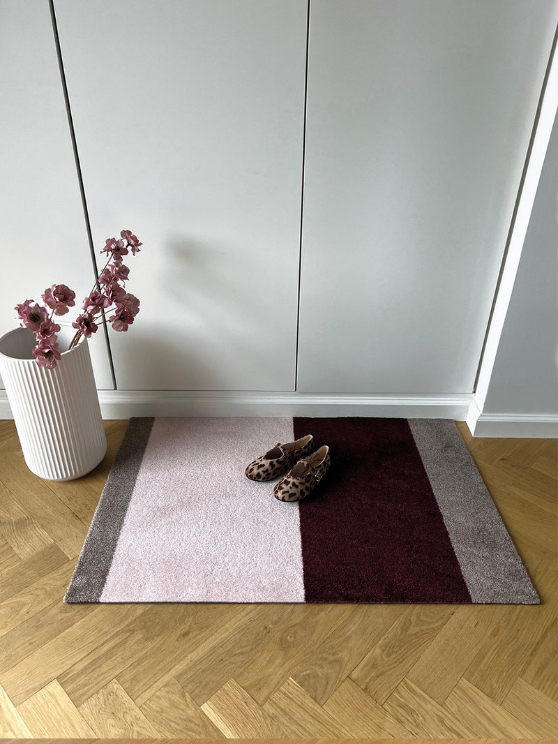 Neuheit  - FUSSMATTE STRIPES - Bordeaux/Rose/Sand