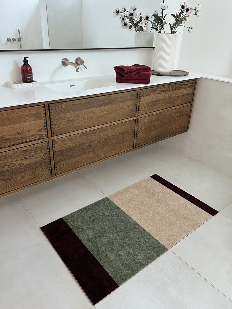 Neuheit - FUSSMATTE STRIPES - Grün/Ivory/Bordeaux