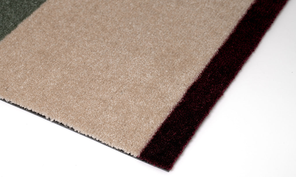 Neuheit - FUSSMATTE STRIPES - Grün/Ivory/Bordeaux