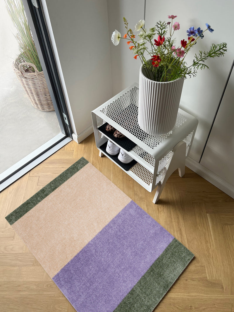 Neuheit  - FUSSMATTE STRIPES - Lila/Ivory/Grün