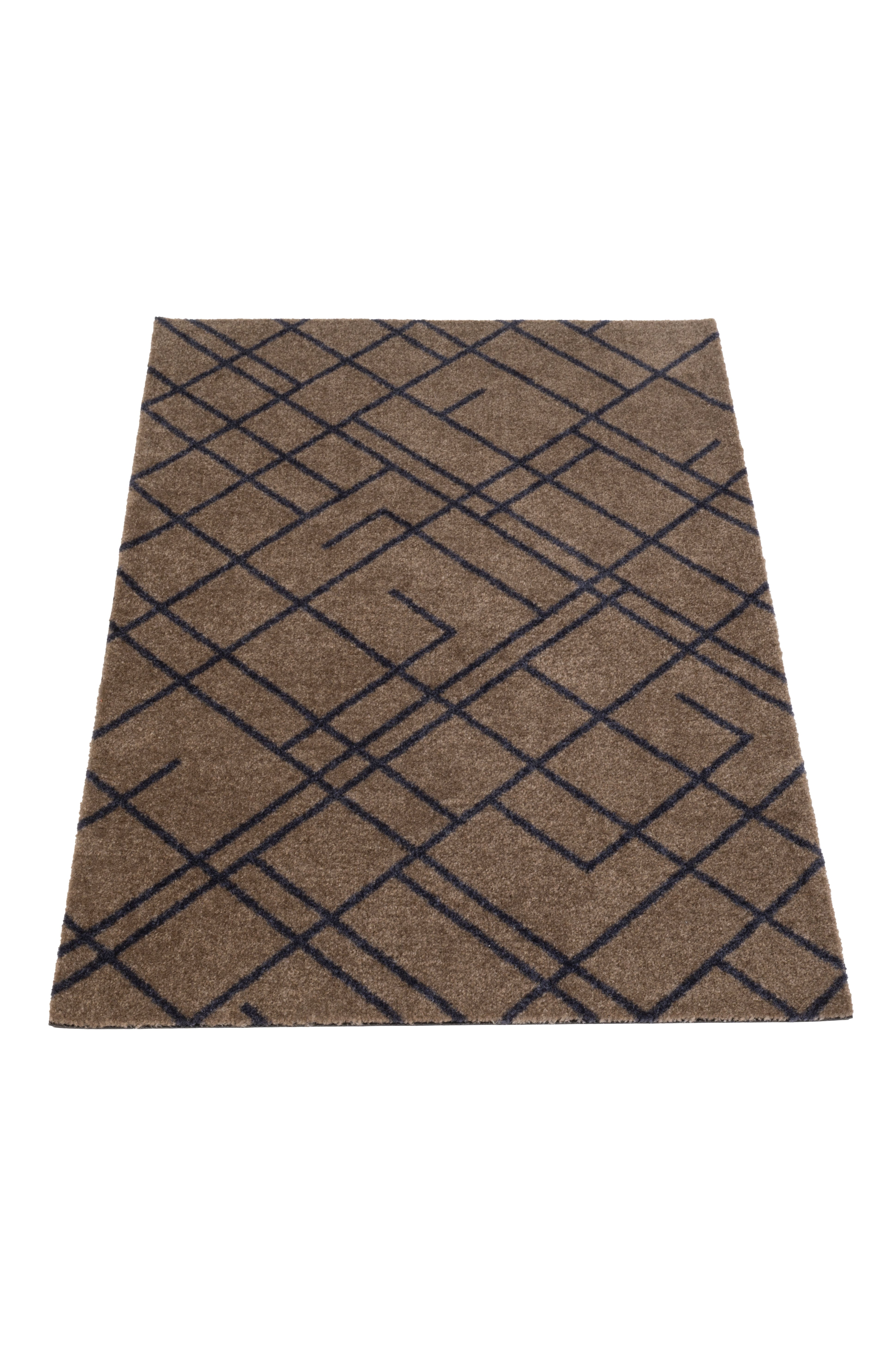FUSSMATTE 60 x 90 cm - LINES SAND / BLAU-GRAU