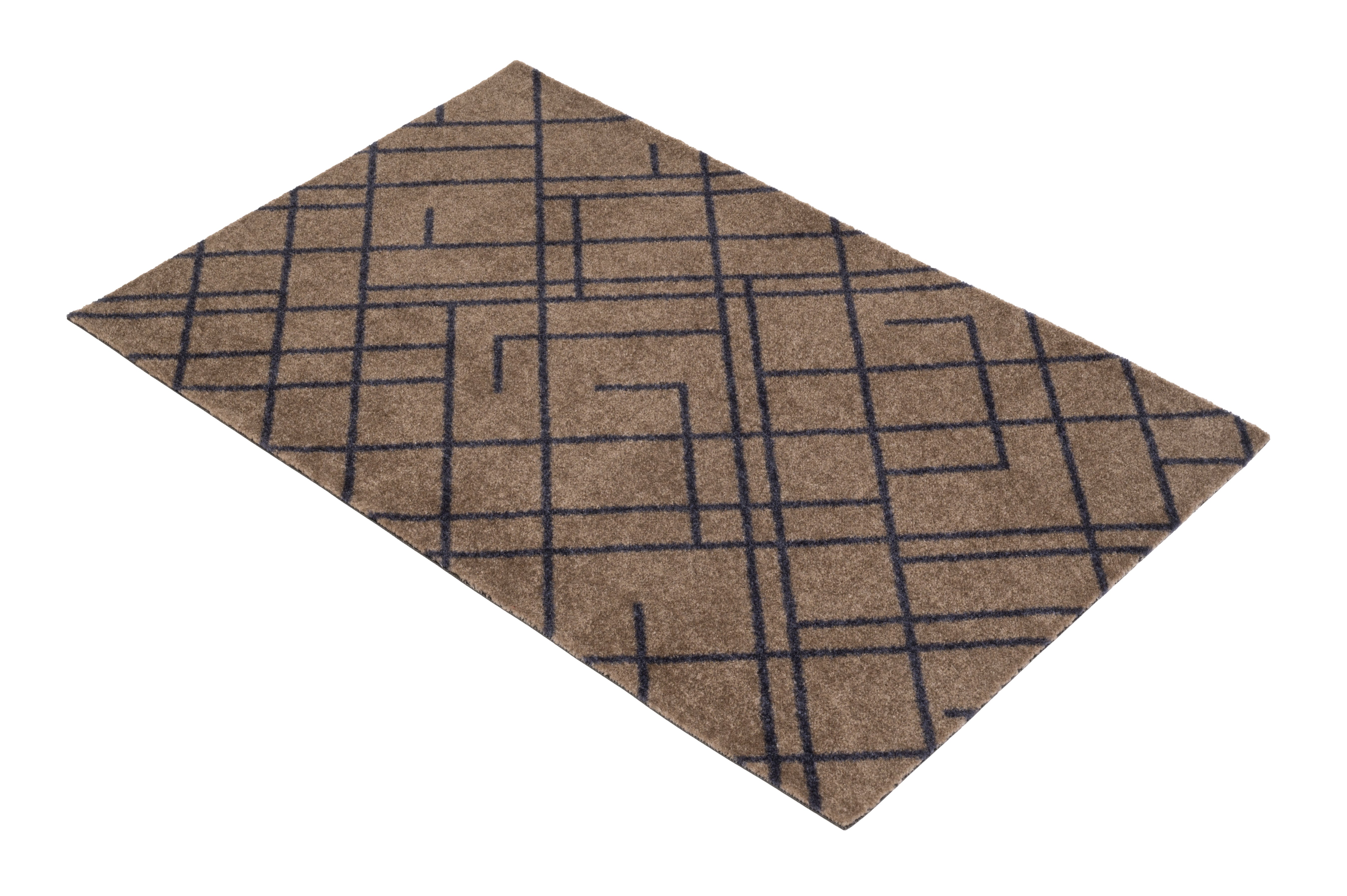 FUSSMATTE 60 x 90 cm - LINES SAND / BLAU-GRAU