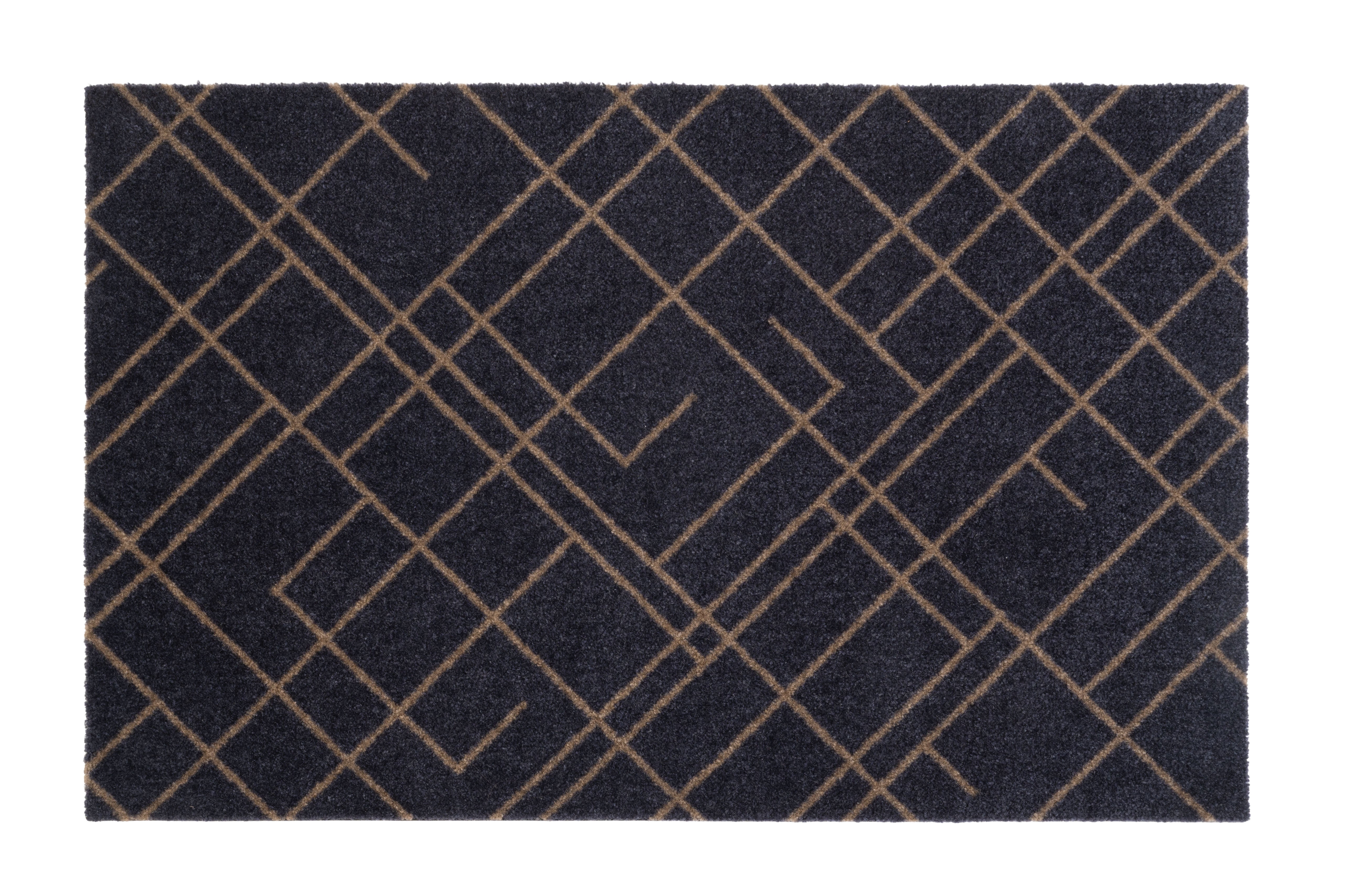 FUSSMATTE 60 x 90 cm - LINES BLAUGRAU / SAND