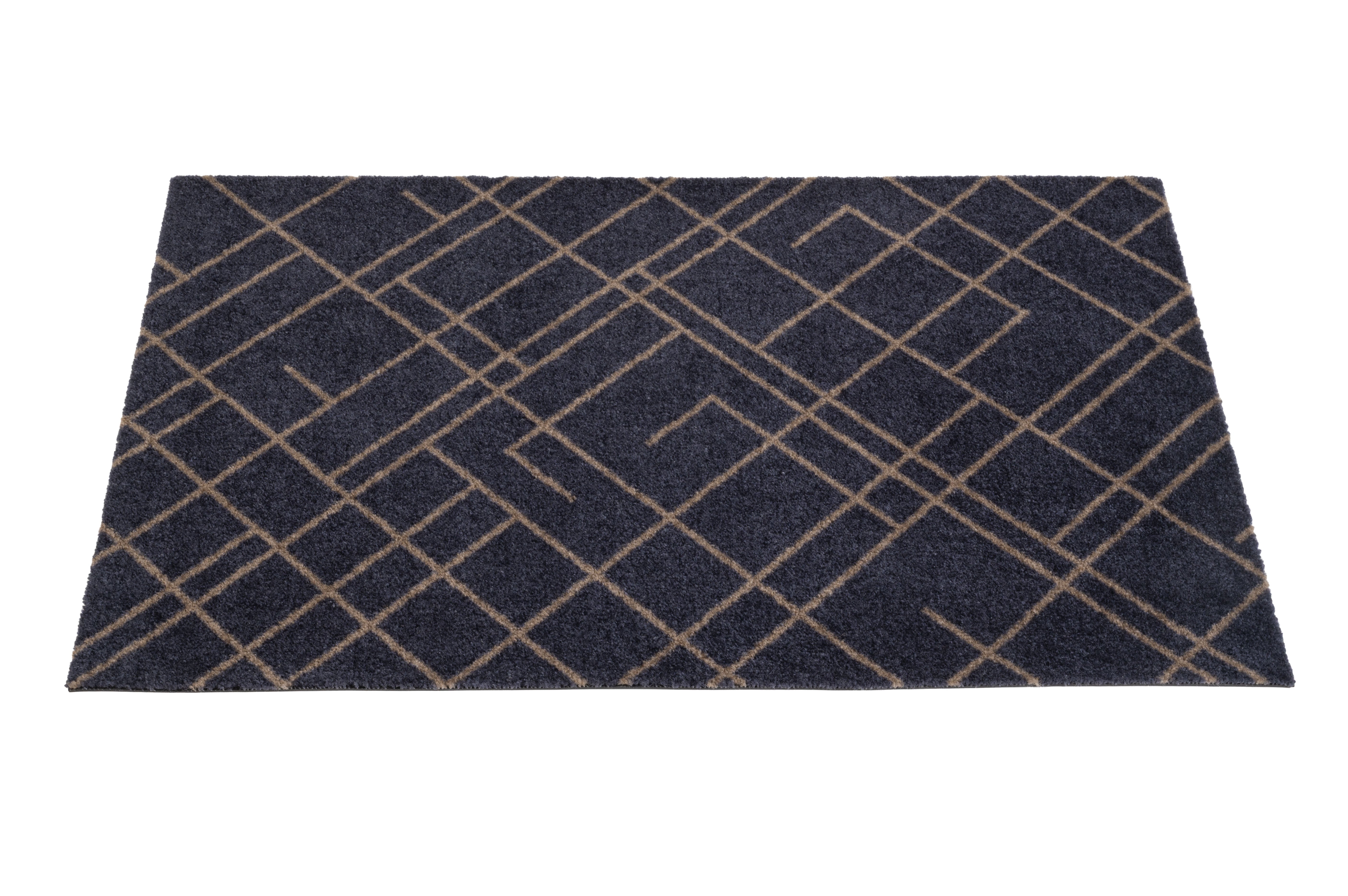 FUSSMATTE 60 x 90 cm - LINES BLAUGRAU / SAND