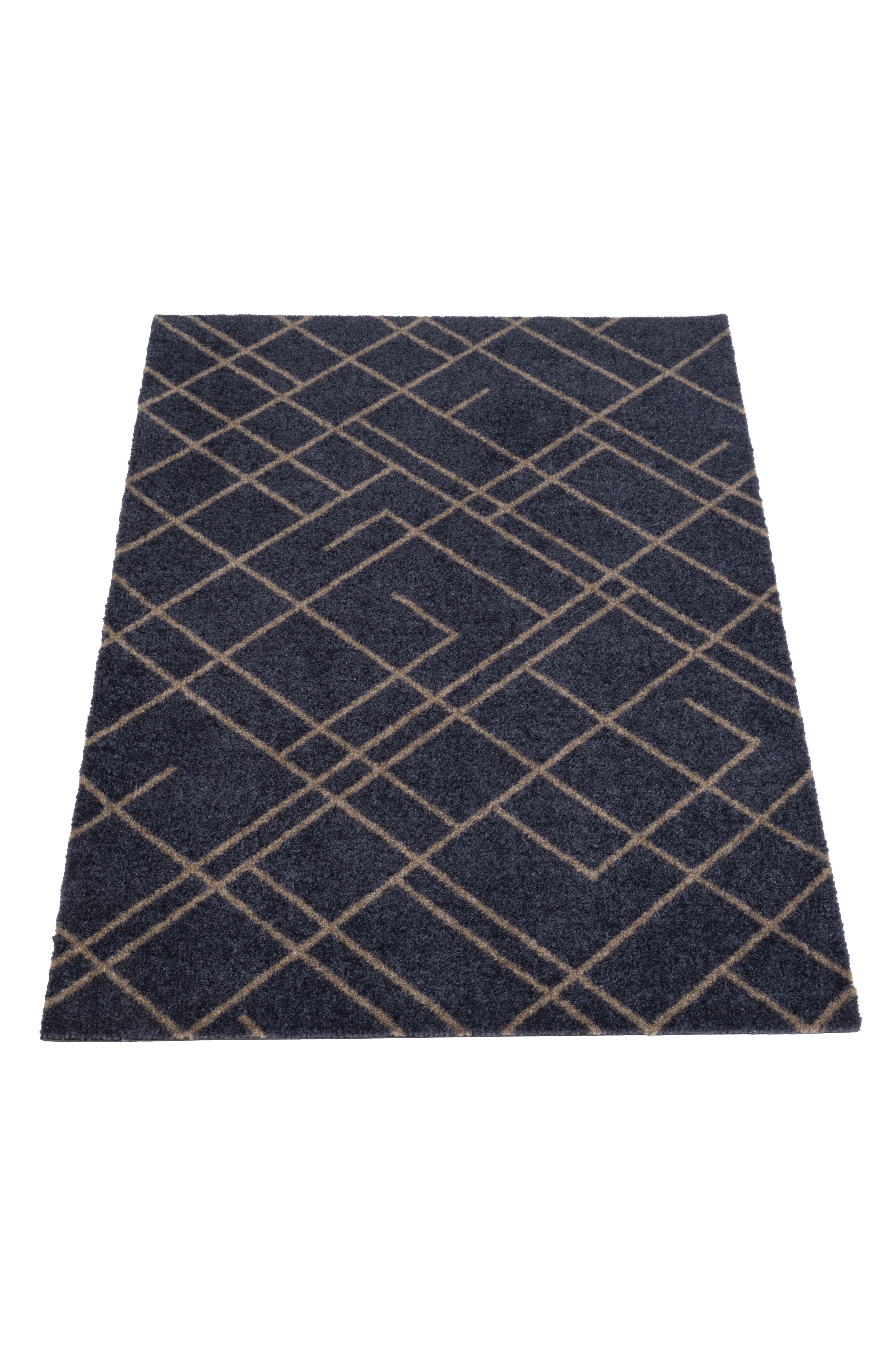FUSSMATTE 60 x 90 cm - LINES BLAUGRAU / SAND