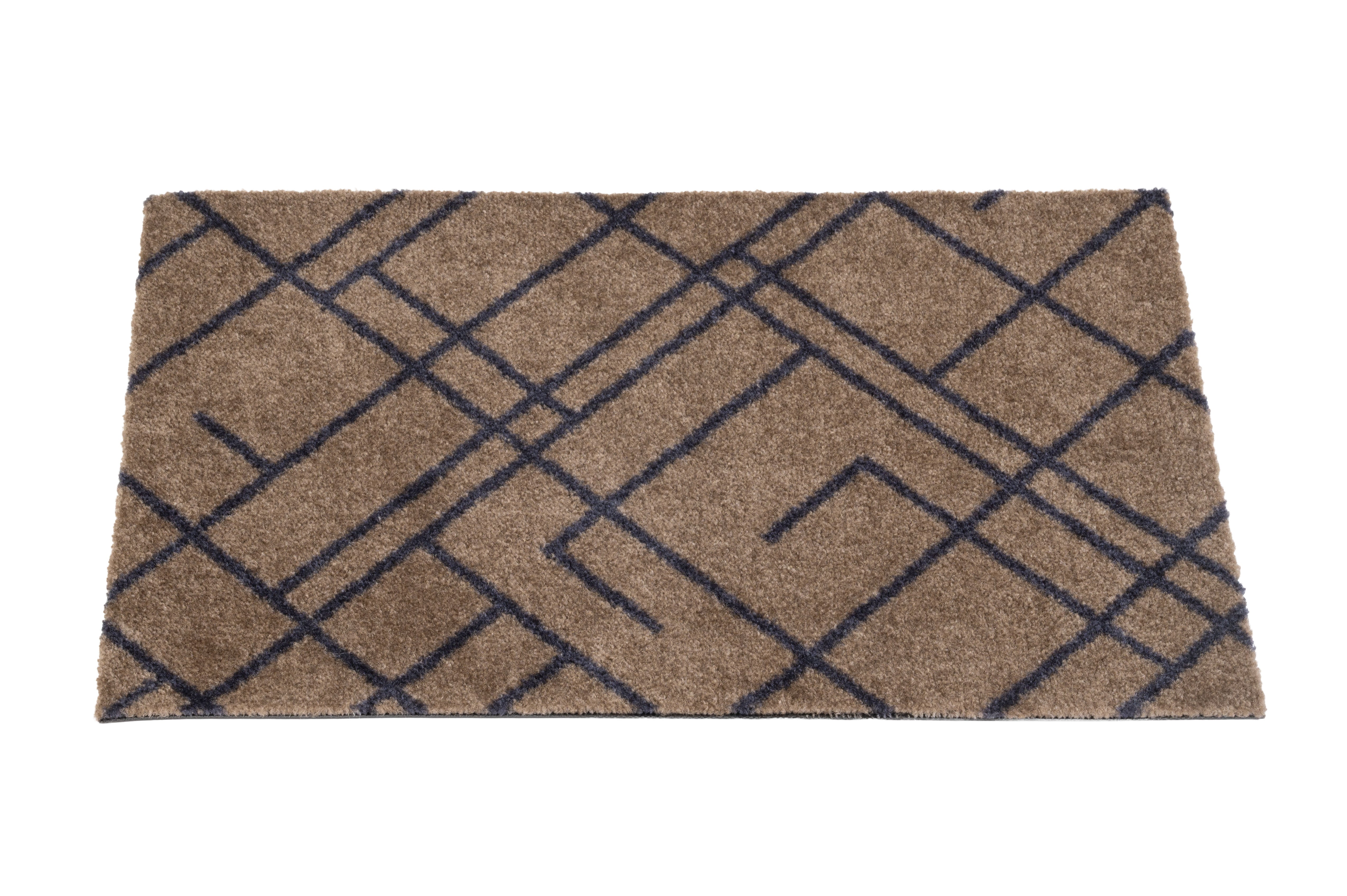 FUSSMATTE 40 x 60 cm - LINES SAND / BLAUGRAU