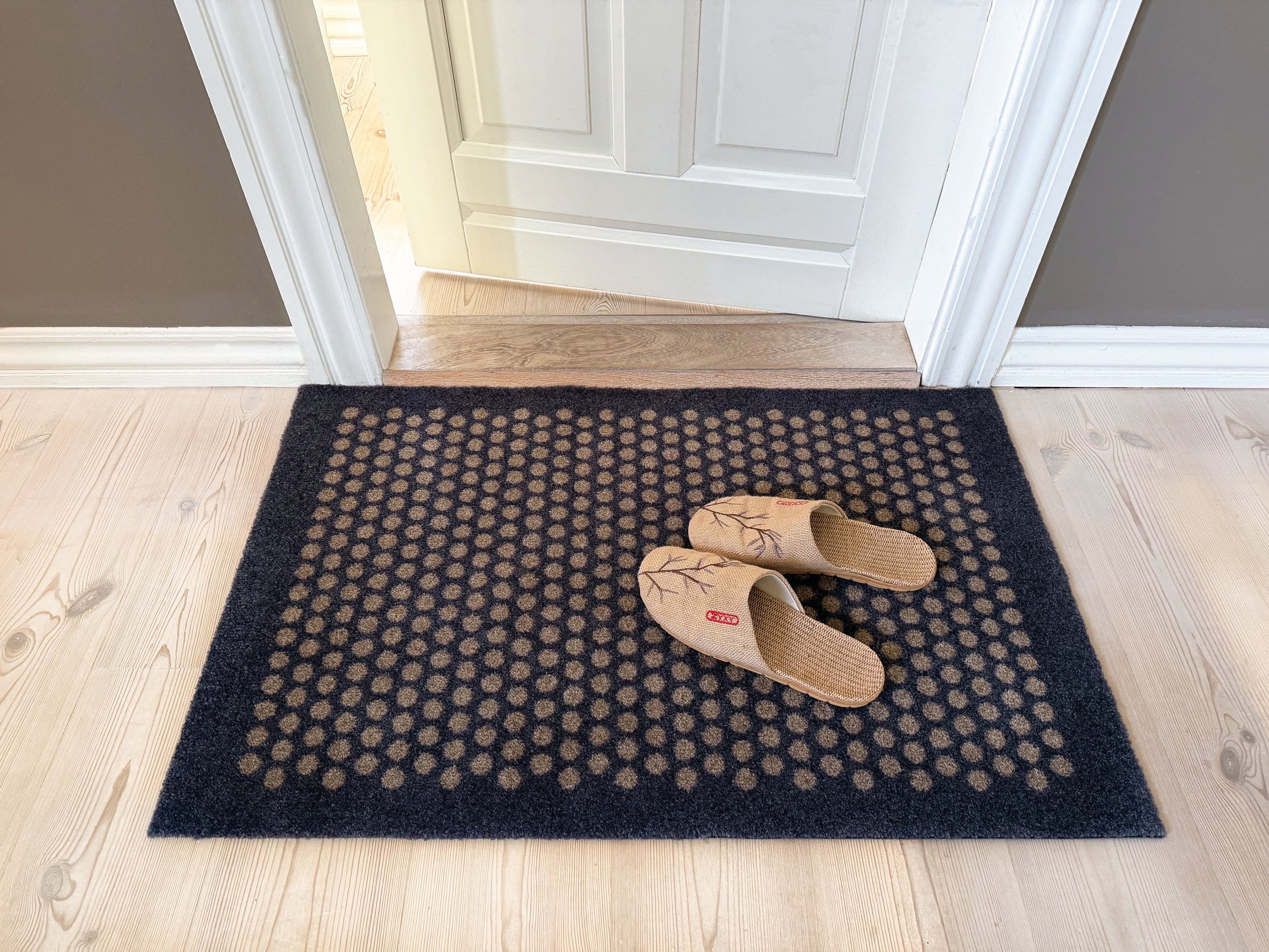 FUSSMATTE 60 x 90 cm - DOT BLAU-GRAU / SAND