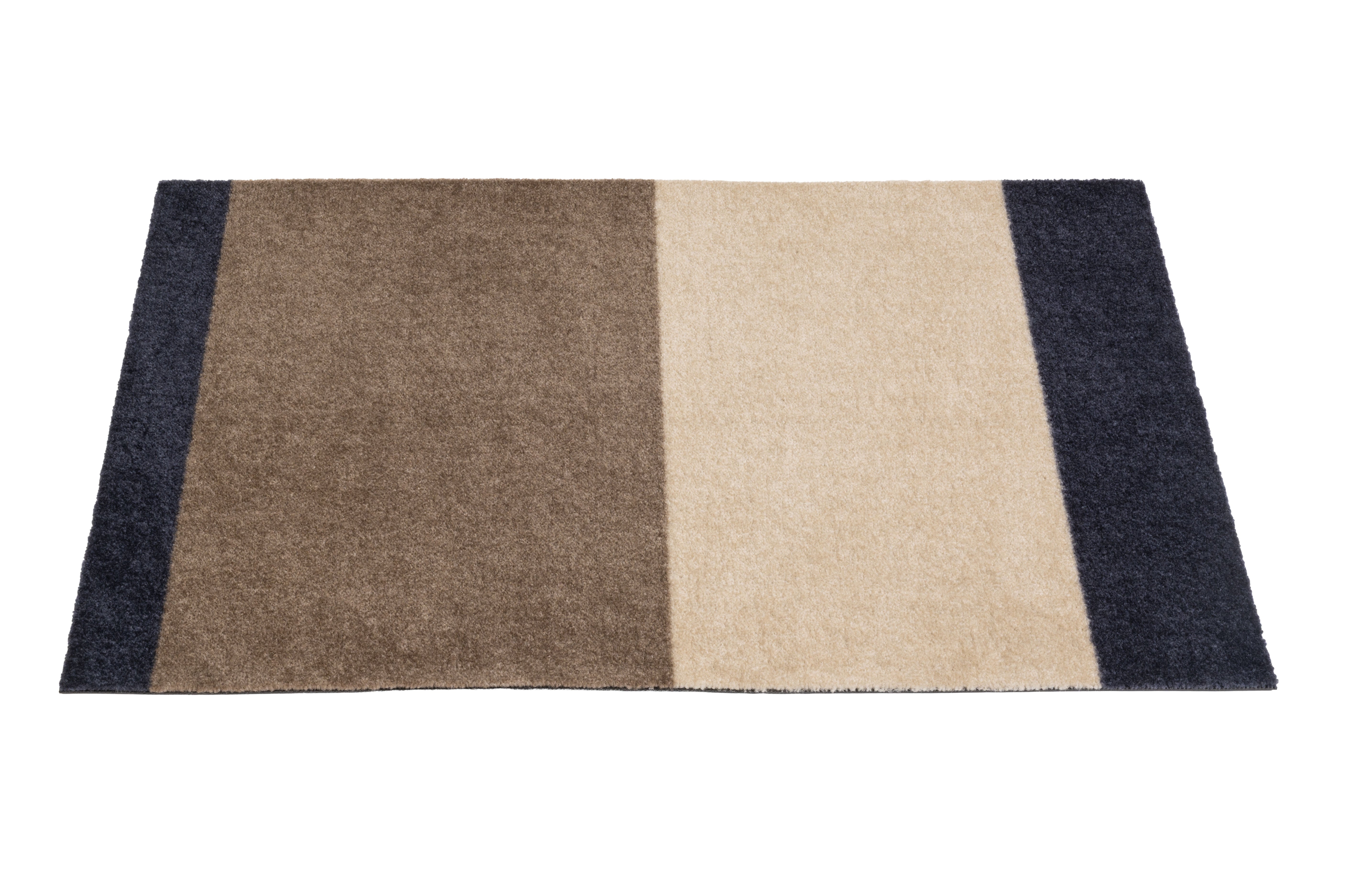 FUSSMATTE 60 x 90 cm - STRIPES BLUE / SAND / IVORY