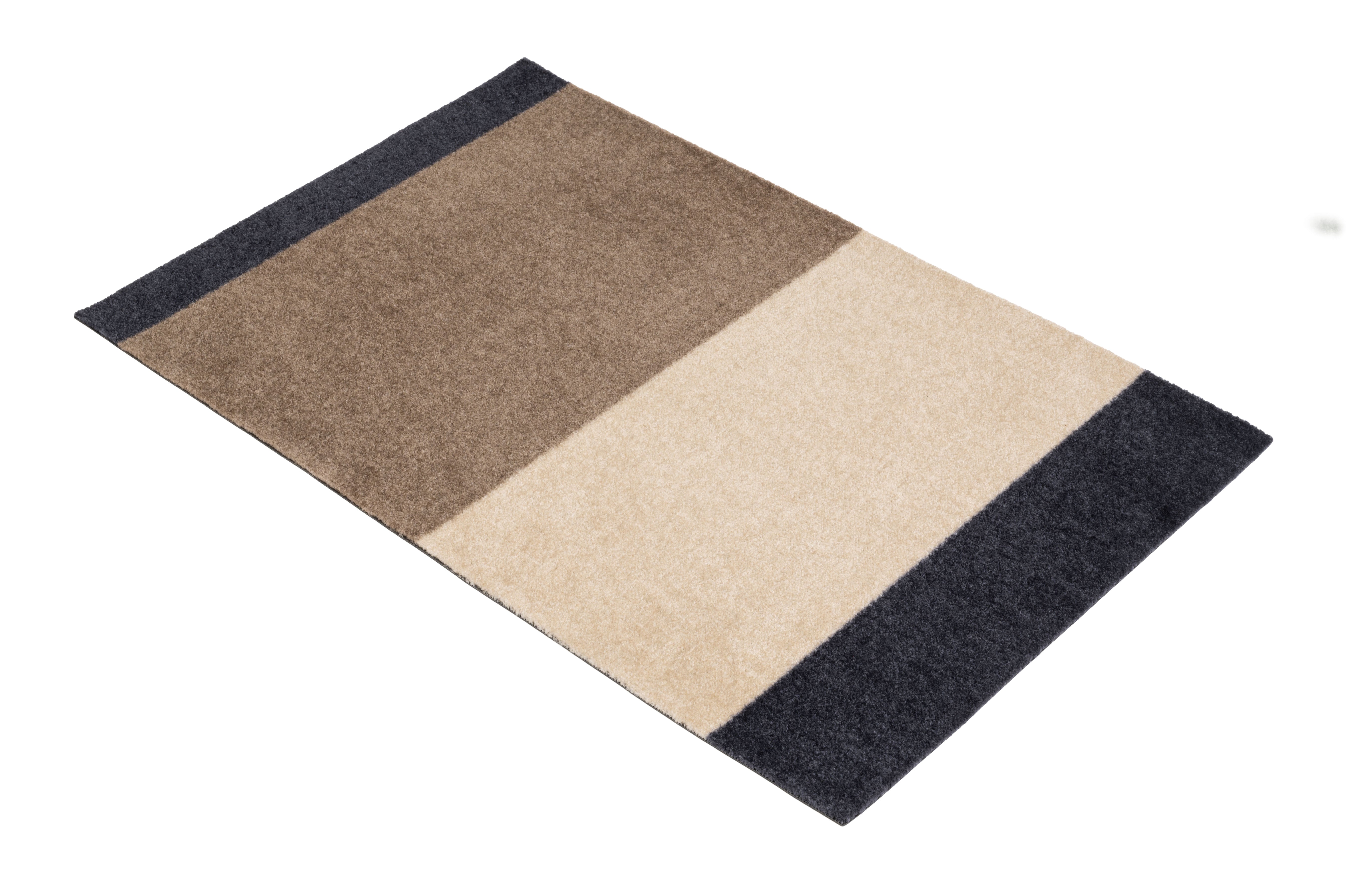 FUSSMATTE 60 x 90 cm - STRIPES BLUE / SAND / IVORY