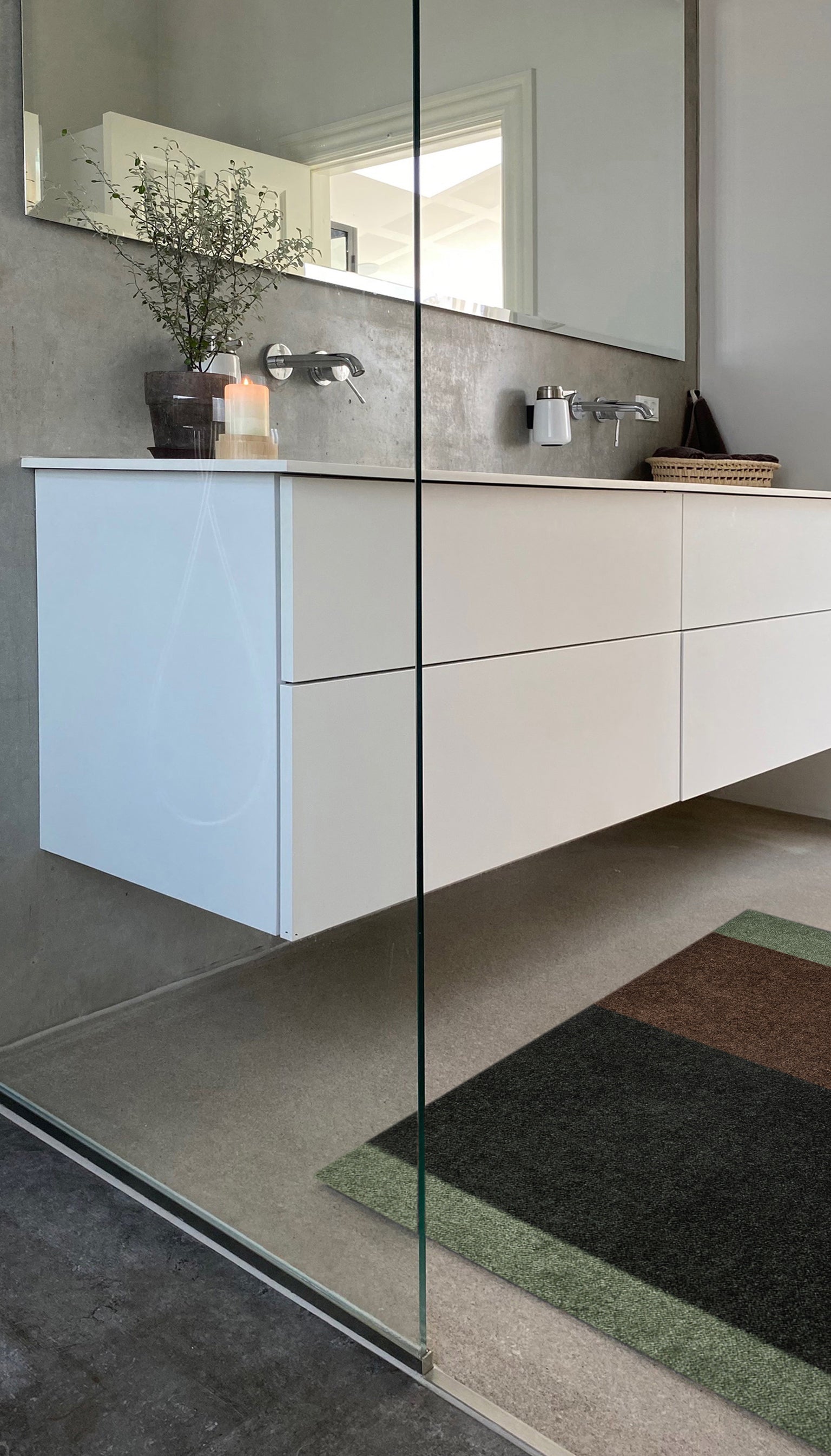 FUSSMATTE 60 x 90 cm - STREIFEN GRÜN / BRAUN
