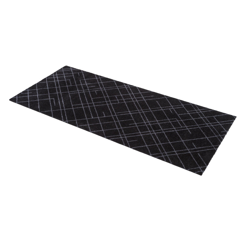 FUßMATTE 67 x 150 CM - LINES SCHWARZ/GRAU