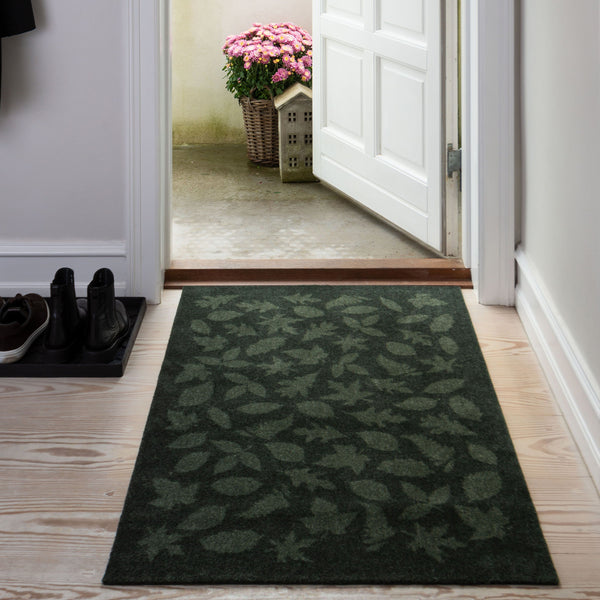 FUßMATTE 90 x 130 CM - LEAVES/DARK GREEN