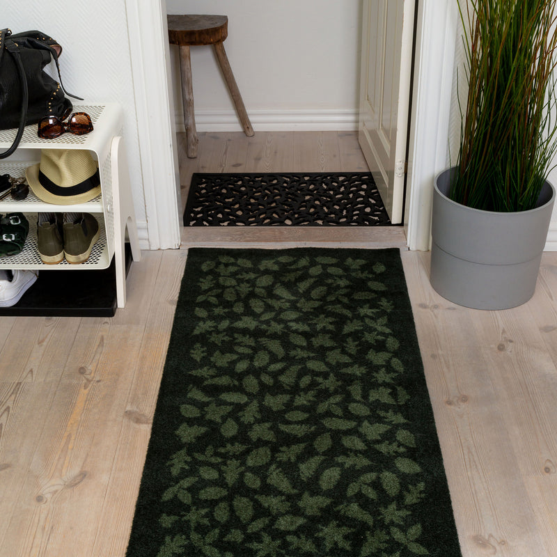 FUßMATTE 90 x 130 CM - LEAVES/DARK GREEN
