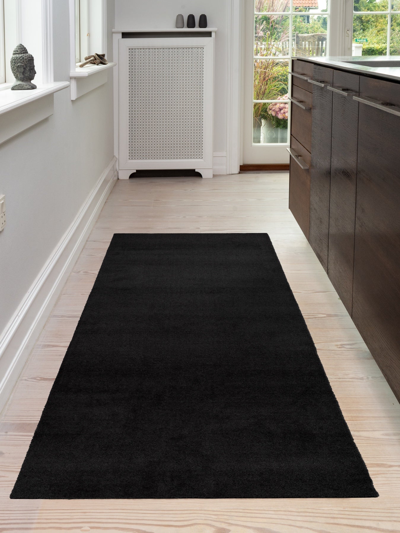 TEPPICH 90 x 200 CM - UNICOLOR SCHWARZ