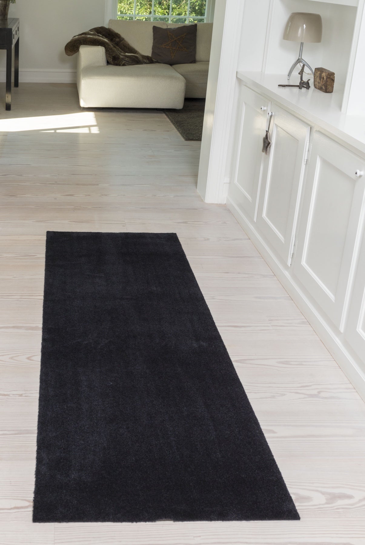 TEPPICH 90 x 200 CM - UNICOLOR SCHWARZ