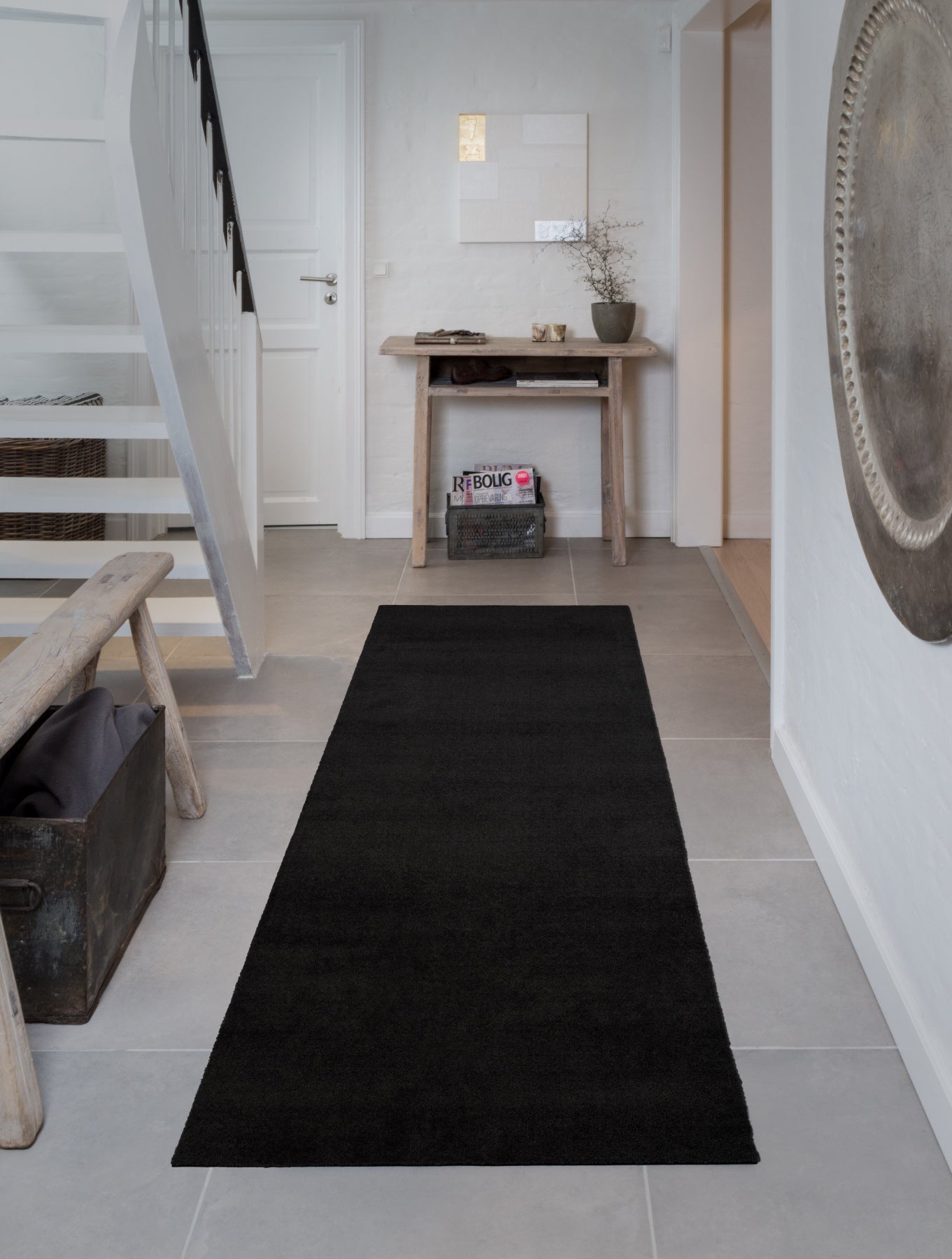 TEPPICH 90 x 200 CM - UNICOLOR SCHWARZ