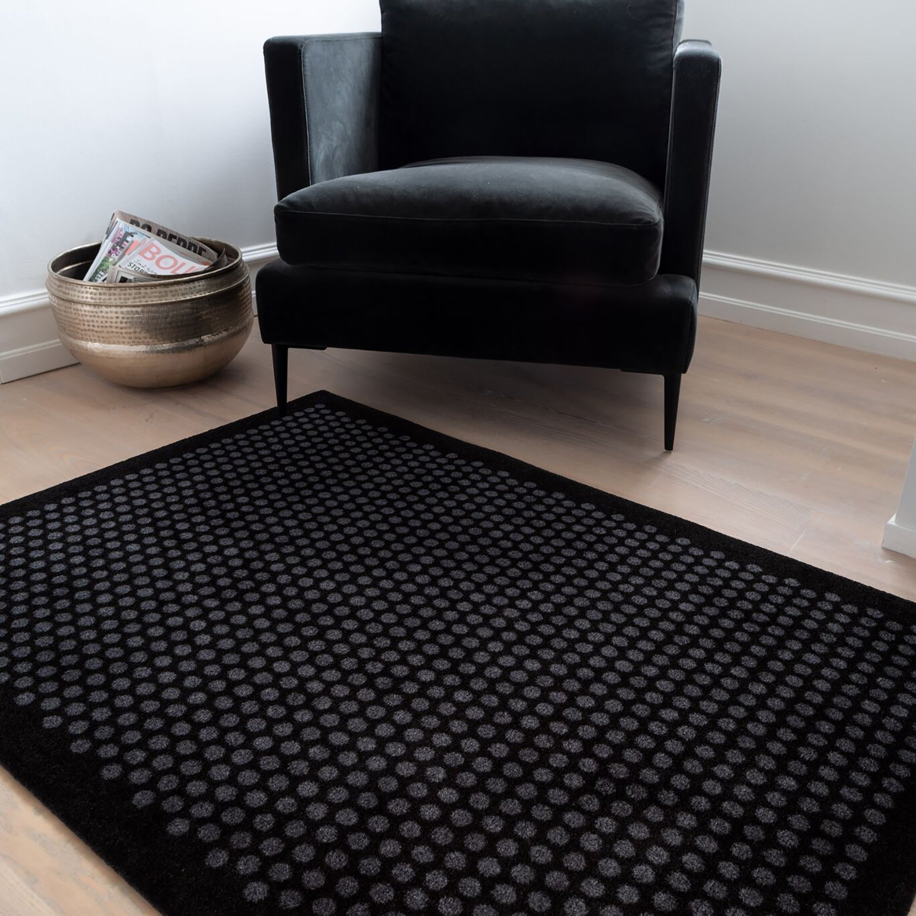 FUßMATTE 90 x 130 CM - DOT SCHWARZ/GRAU