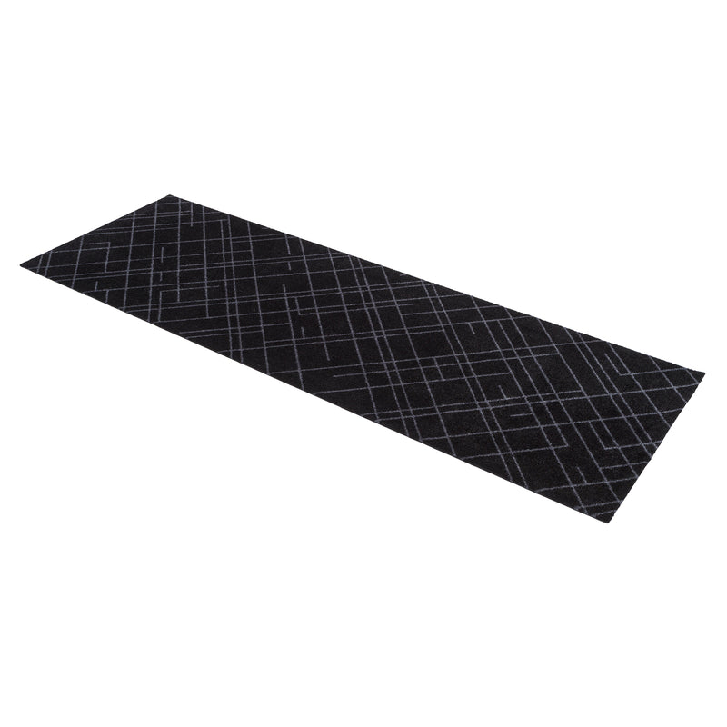 FUßMATTE 67 x 250 CM - LINES SCHWARZ/GRAU