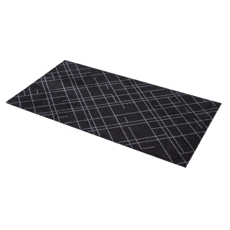 FUßMATTE 67 x 120 CM - LINES SCHWARZ/GRAU