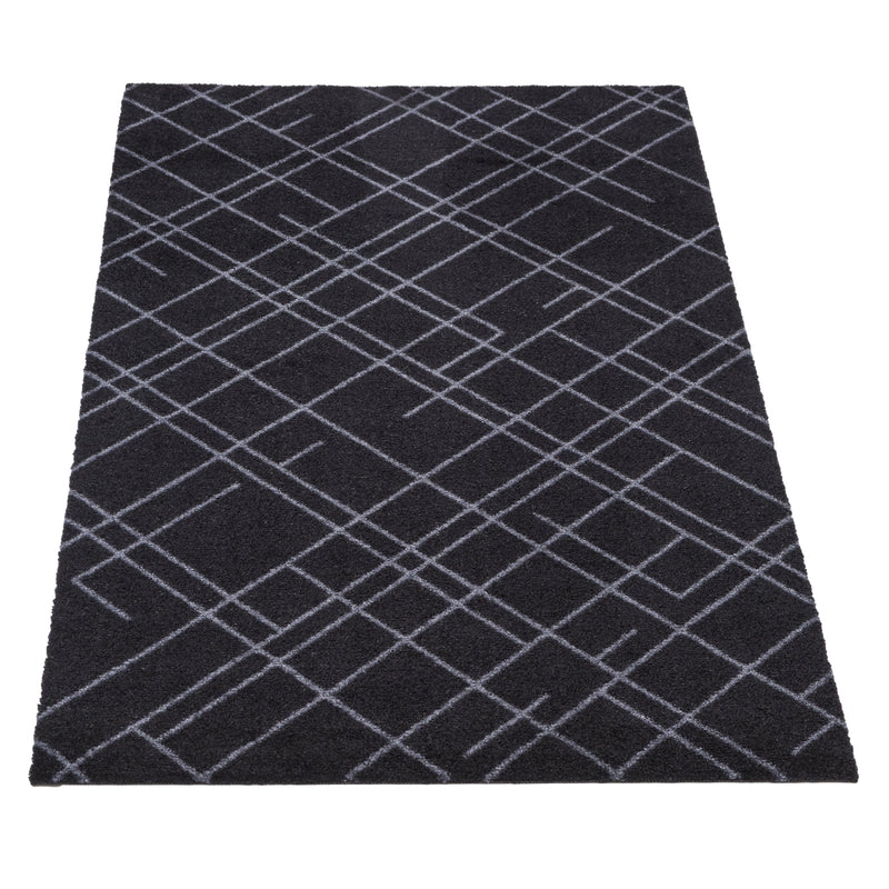 FUßMATTE 67 x 120 CM - LINES SCHWARZ/GRAU