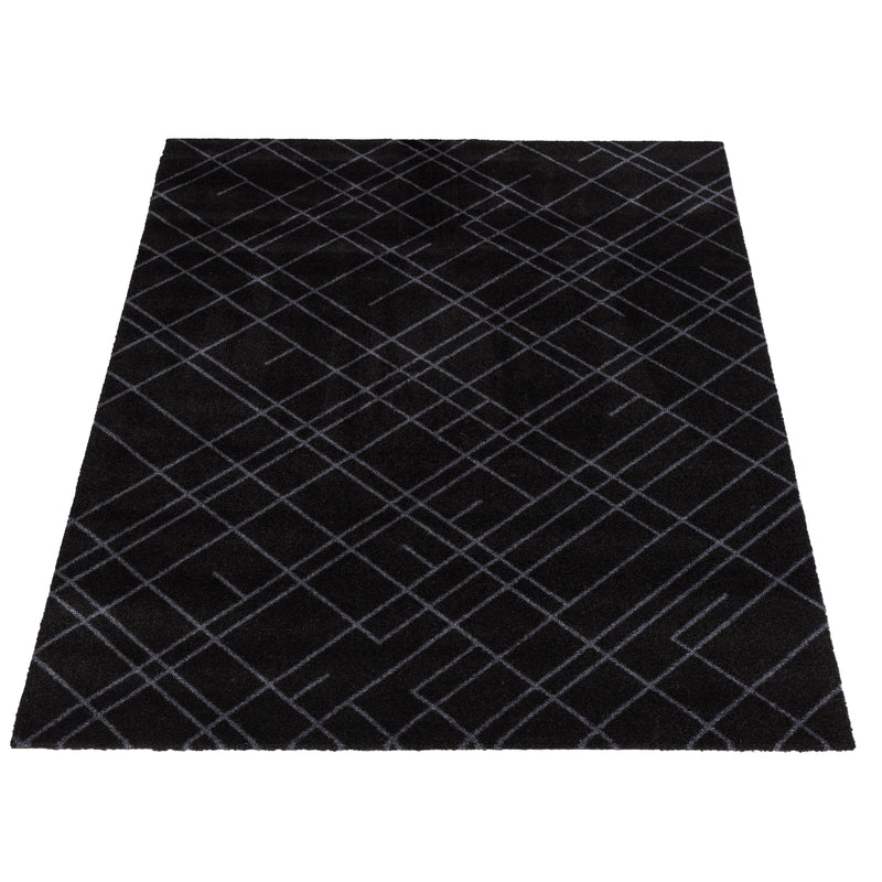 FUßMATTE 90 X 130 CM - LINES SCHWARZ/GRAU