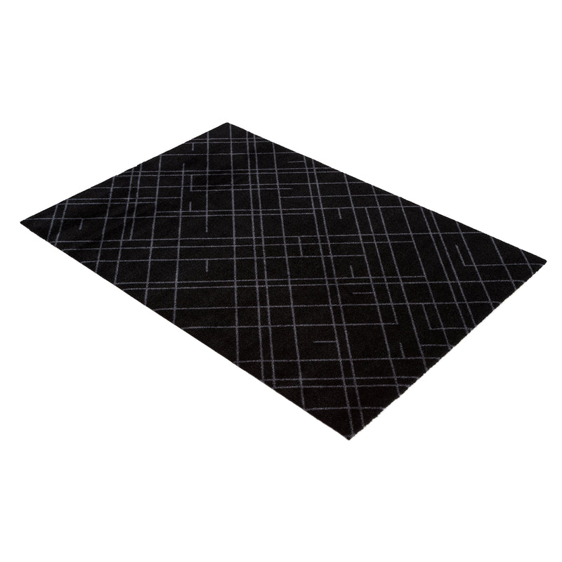 FUßMATTE 90 X 130 CM - LINES SCHWARZ/GRAU