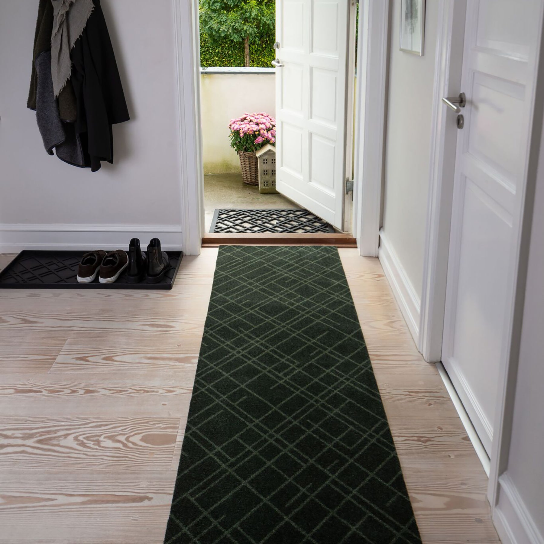 -50%  - FUßMATTE 67 x 200 CM LINES DARK GREEN
